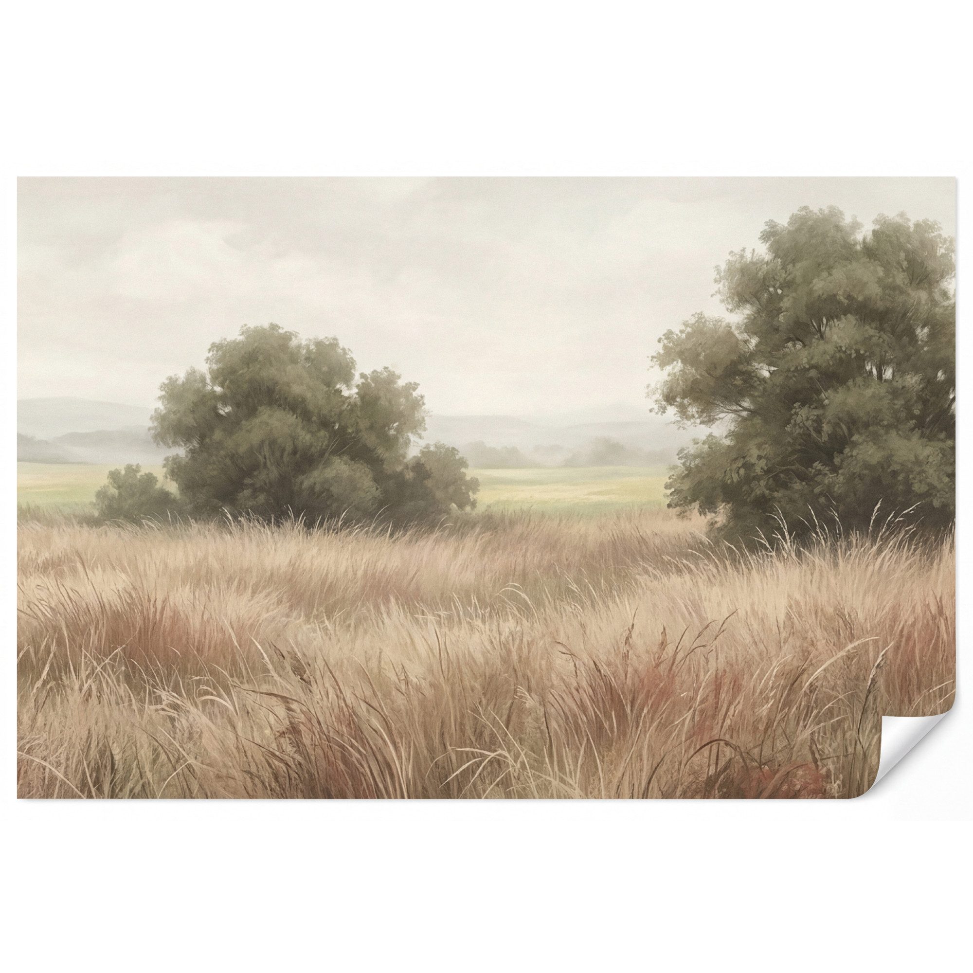 OnlyWow Fototapete Landschaft - Minimalistisch - Beige, Matt, bedruckt, Wohnzimmer, Modern, Wanddekoration, Vliestapete 100x70cm