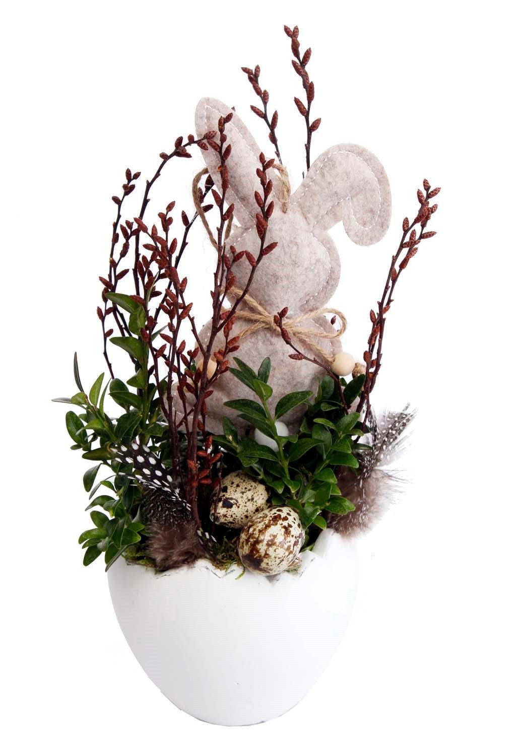 CreaFlor Home Osterkranz Frühling, Höhe: 30cm, Farbe: Naturfarben, Motiv: Hase