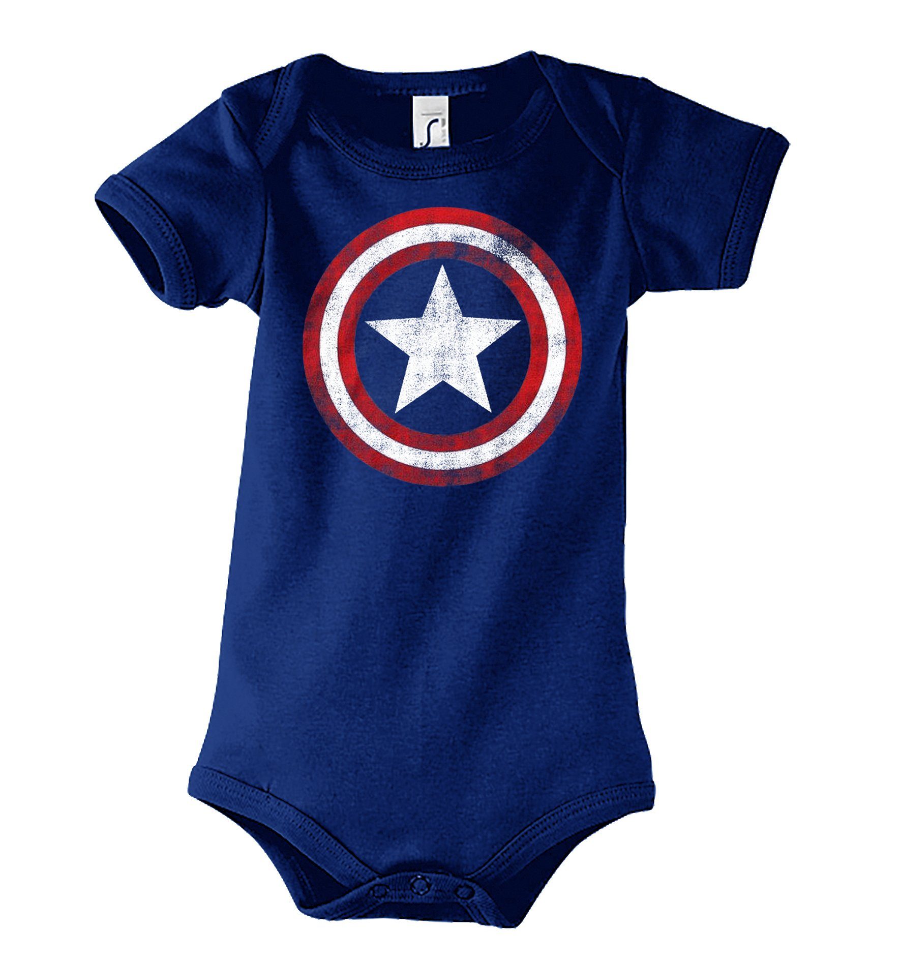 Youth Designz Kurzarmbody Baby Body Strampler Vintage Captain America mit niedlichem Frontprint Navy