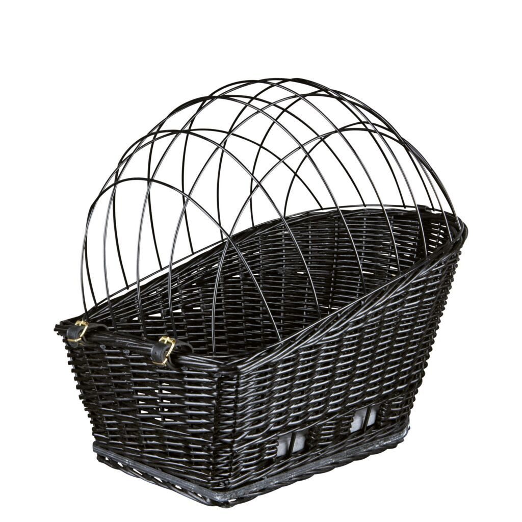 TRIXIE Tierfahrradkorb Hundefahrradkorb für Gepäckträger aus Weide, schwarz - schwarz - 35 ×