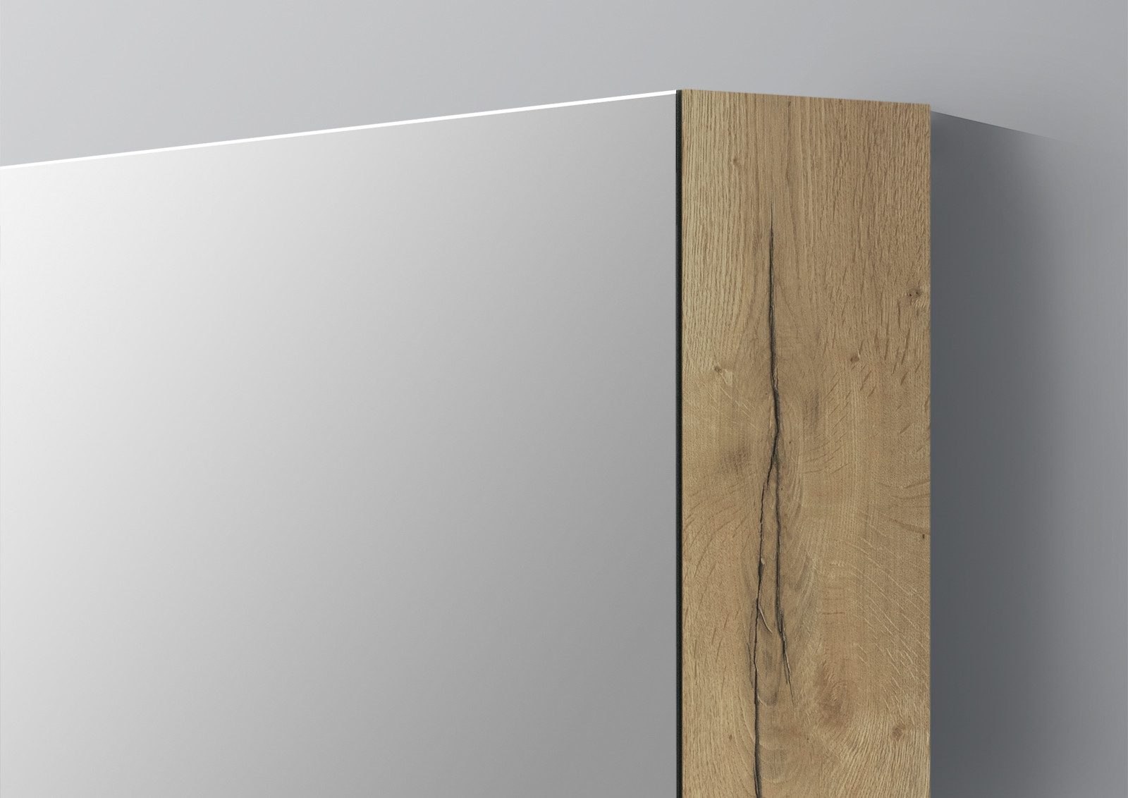 Intarbad Badezimmerspiegelschrank 2-türiger Spiegelschrank mit MULTI LED Acryl Aufsatzleuchte, dimmbar (Doppelspiegeltüren, Holz-/ Lackdekore, Maße von 60 bis 120 cm wählbar, Höhe 70 cm, Glasfachböden, Magnetleiste & Kosmetikspiegel Ø 12 cm) Vormontierte Lieferung, Floatglas, 160 kg Traglast, Made in Germany