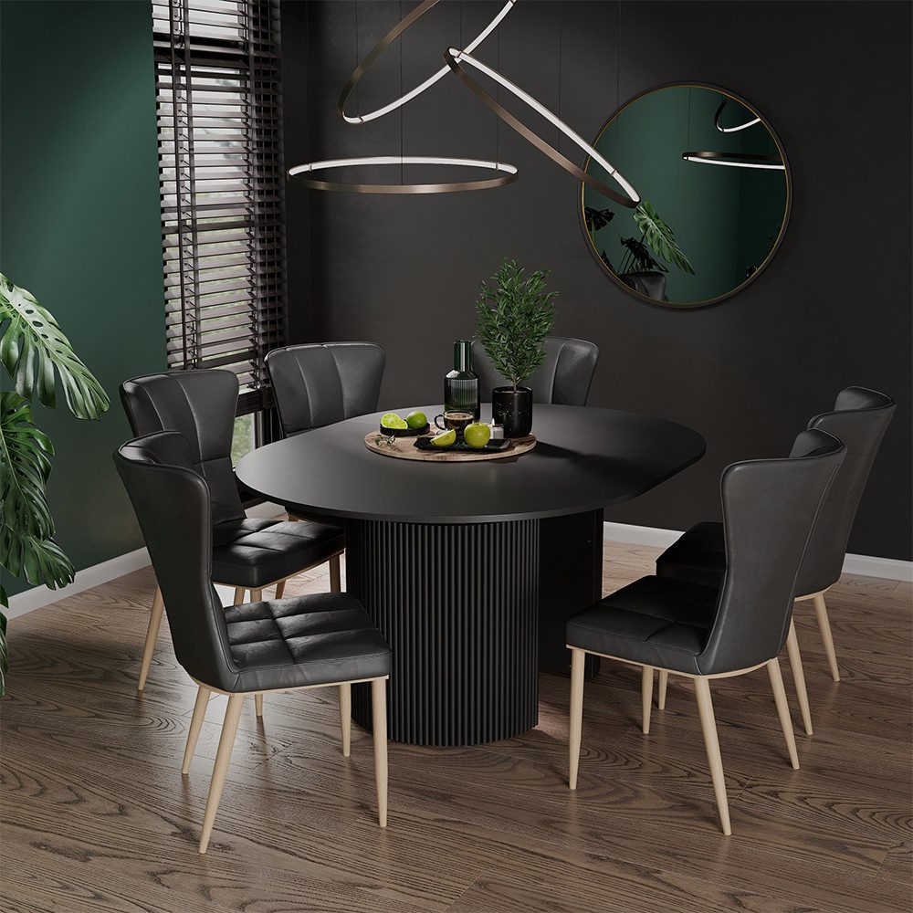 Vicco Esstisch Calero, Schwarz/Schwarz, 120 x 60 cm ausziehbar (1-St)