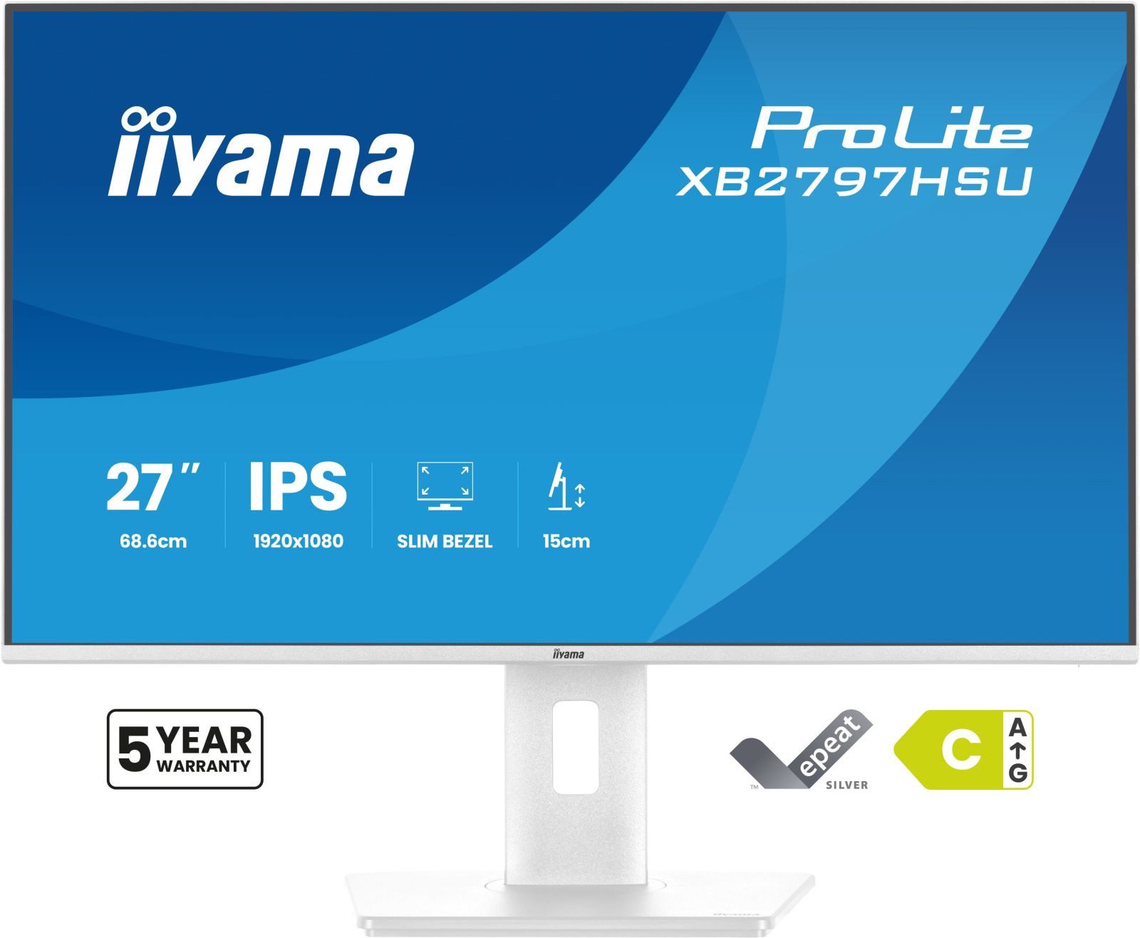 Iiyama XB2797HSU-W1 TFT-Monitor (1920 x 1080 px, Full HD, 1 ms Reaktionszeit, 120 Hz, IPS, Adaptive-Sync, Lautsprecher, HDCP, Kopfhörerbuchse, Höhenverstellbar)