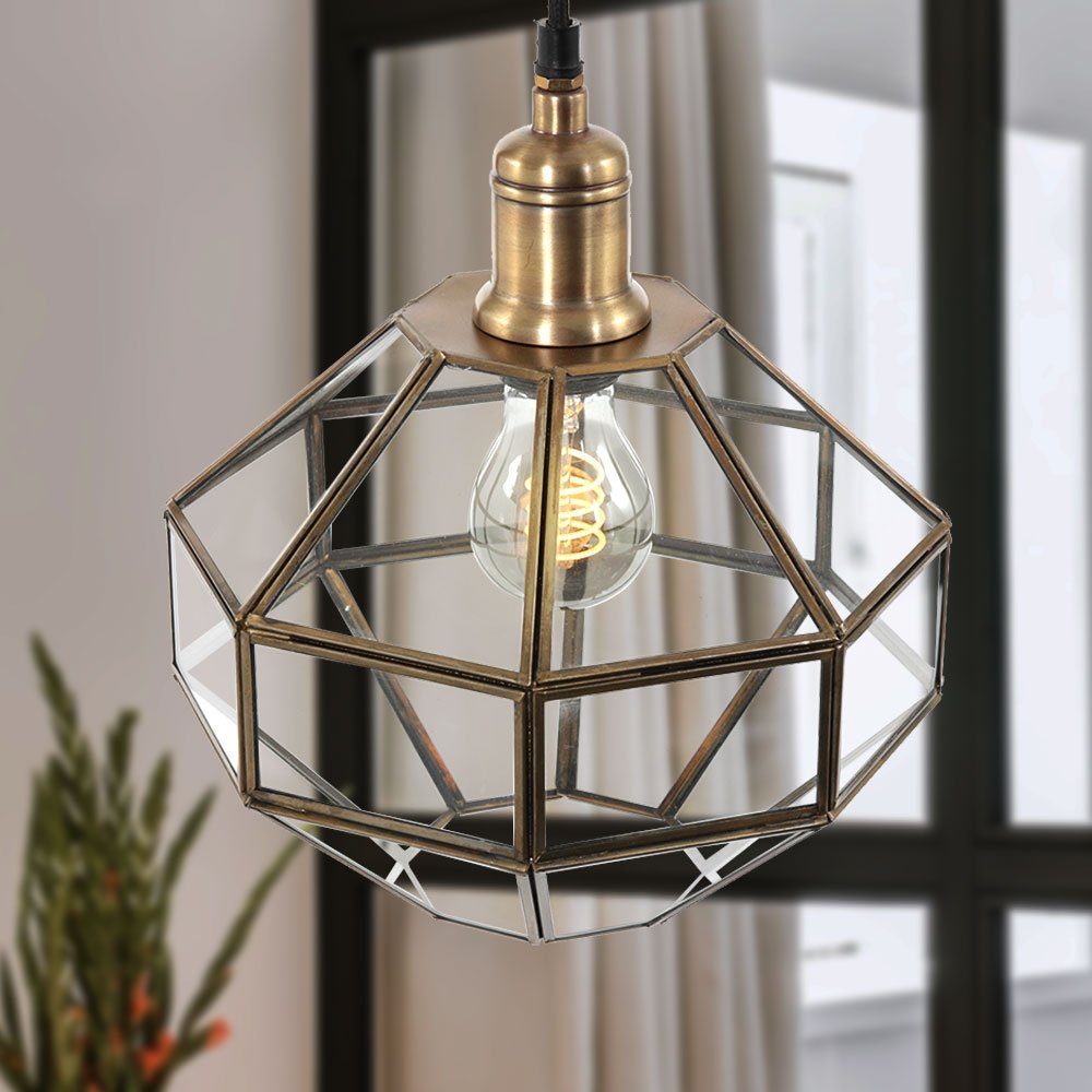 Steinhauer LIGHTING Pendelleuchte, Leuchtmittel nicht inklusive, Hängelampe Esszimmerleuchte Höhe anpassbar Retro Glas bronze H 145 cm