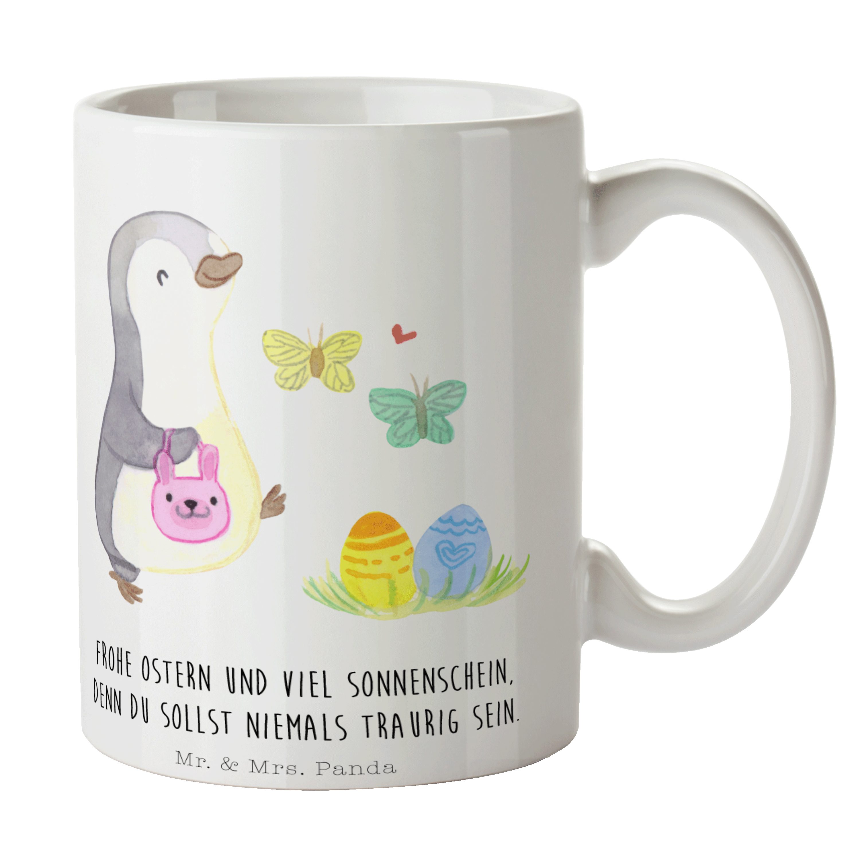 Panda Weiß - Kaffeebecher, Geschenk, Keramik - Osternest, Pinguin Mr. Eiersuche & Mrs. Tasse Teetass,