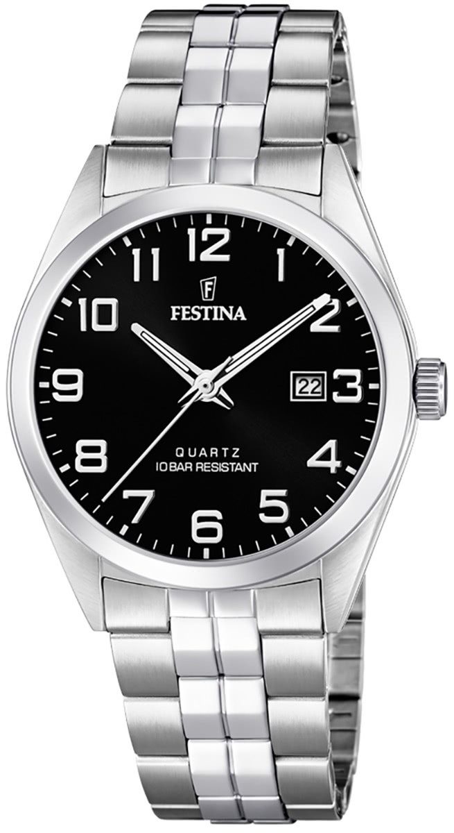Festina Quarzuhr Festina Herren Uhr F20437/4 Edelstahl, (Analoguhr), Herren Armbanduhr rund, Edelstahlarmband silber