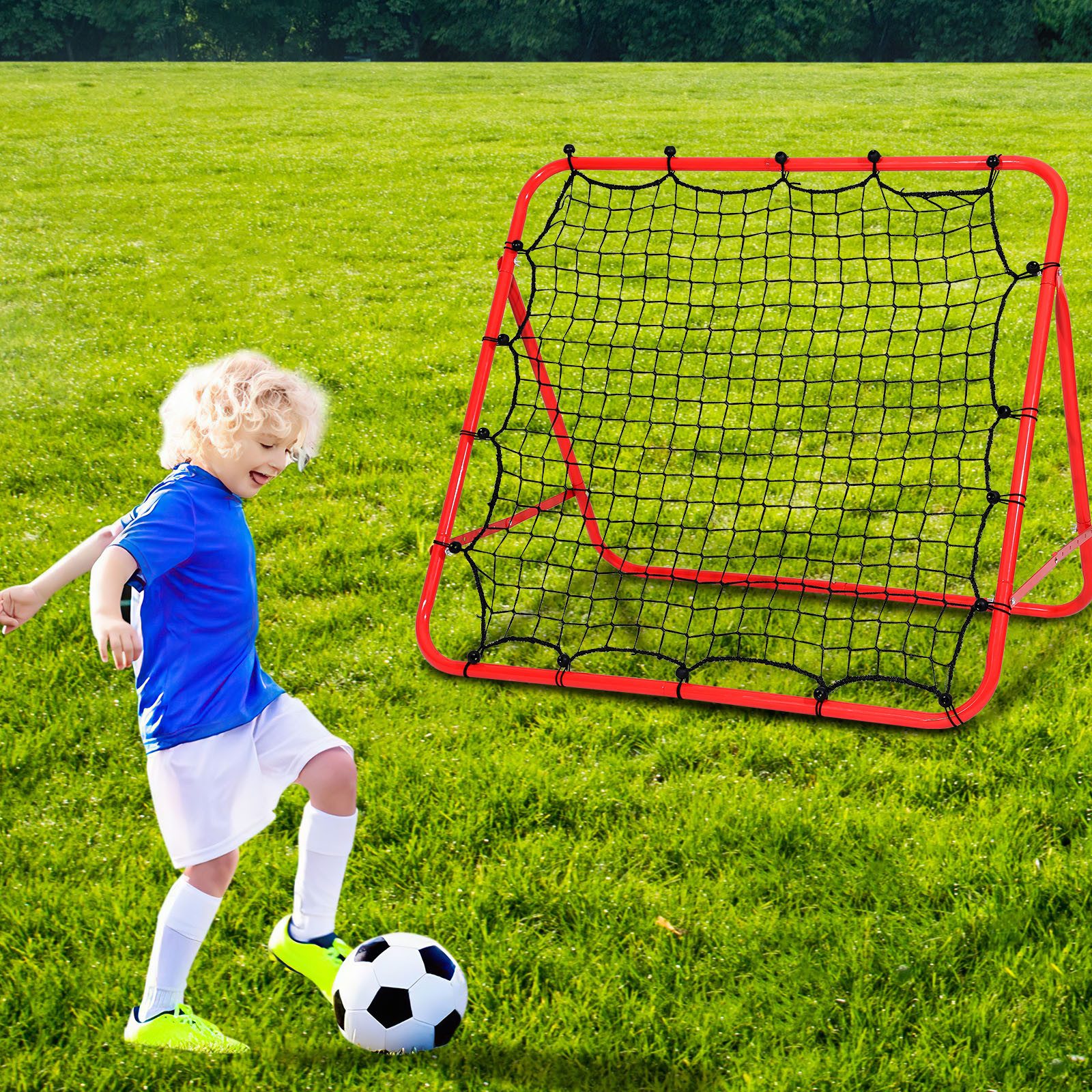 Clanmacy Rebounder Fußball Rebounder Kickback Trainingshilfe Rückprallwand Verstellbar