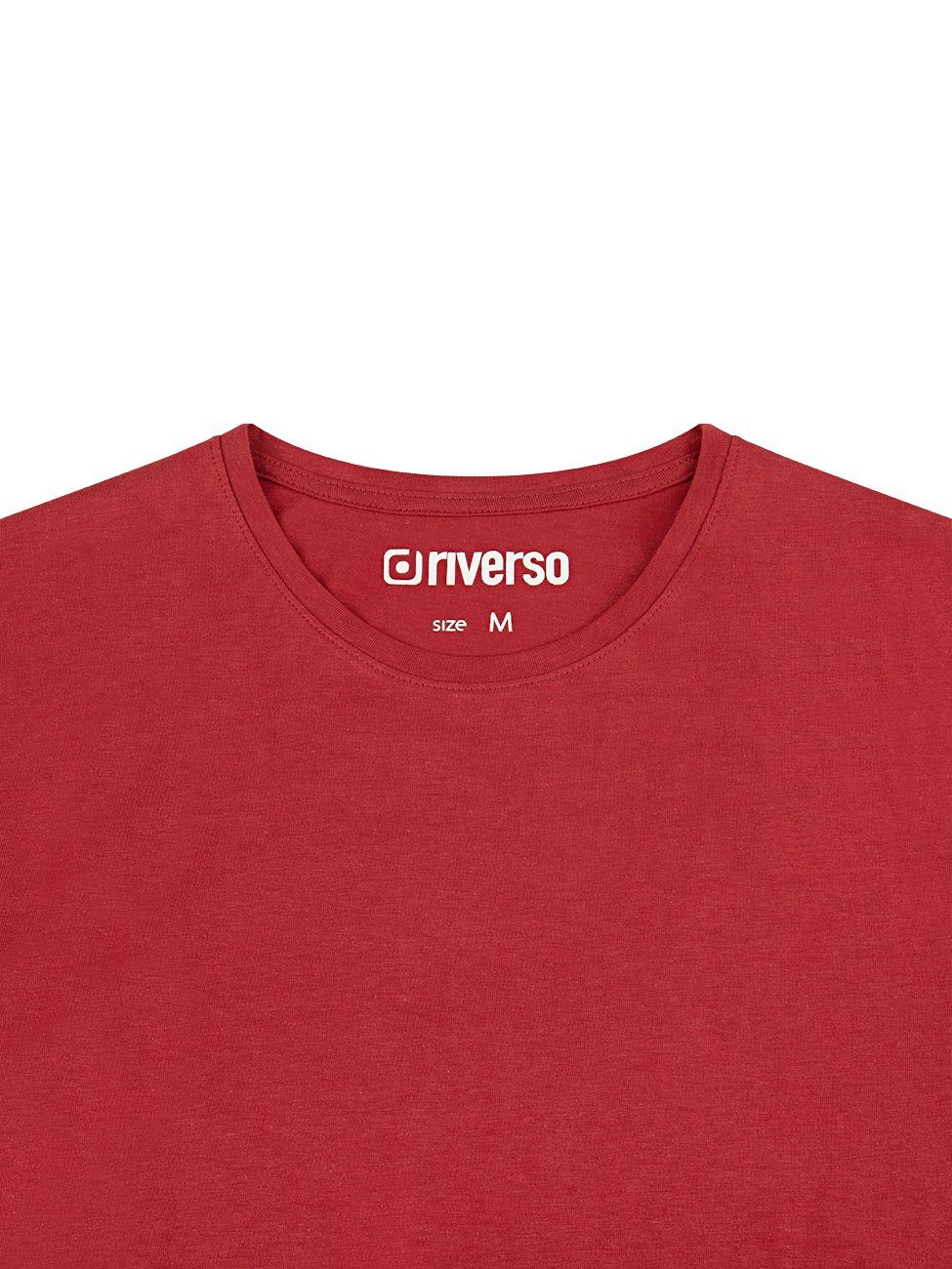 riverso aus T-Shirt 100% O-Neck (15400) (1-tlg) Dark RIVAaron Baumwolle Red