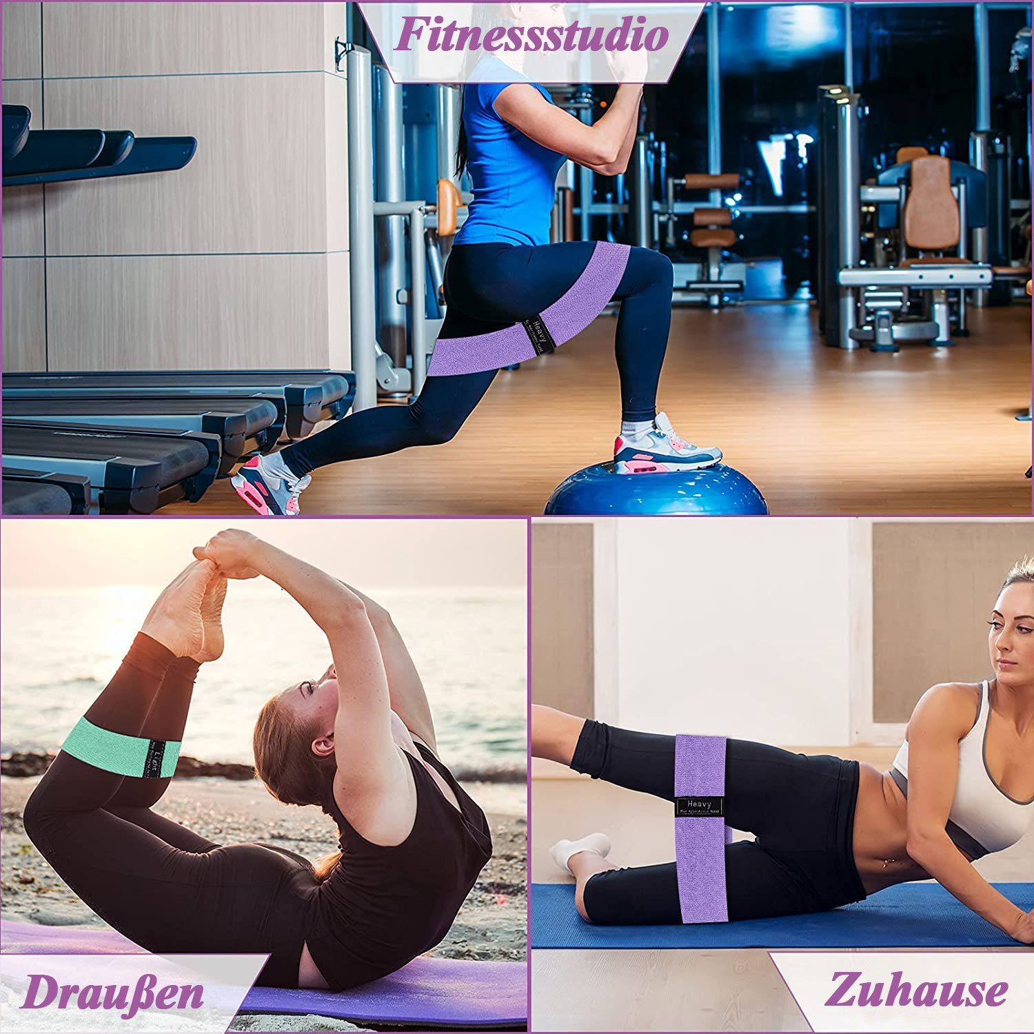 Widerstandsbände zggzerg Trainingsbänder Sportband Yogagurt Fitnessband Hüftbänder