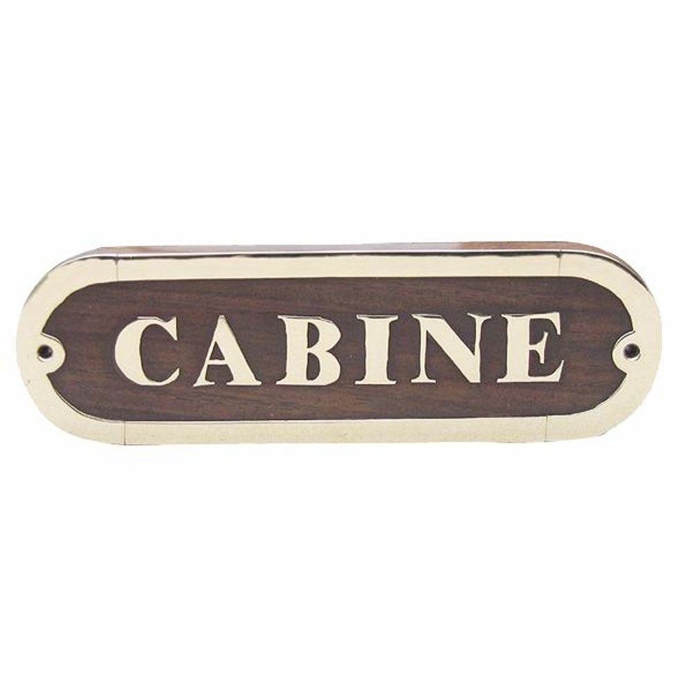 "Cabine" aus Holz Schild, Schild Dekoobjekt Kabinen, "Cabine", Holz edlem Kajüten Türschild maritimes und Messing Linoows