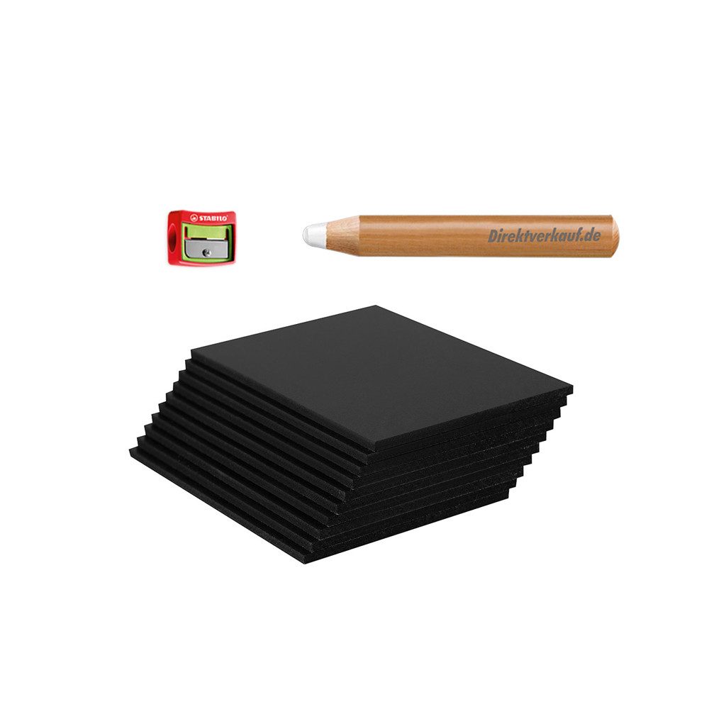 HR Direktverkauf GmbH Standtafel Vorteilspack 10x Kreidetafeln - inkl. 1 Kreidestift XXL - DIN A4-A7