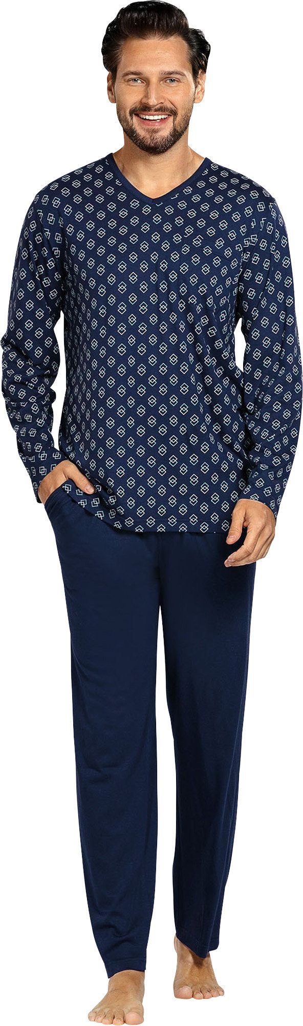 Comte Pyjama Herren-Schlafanzug Single-Jersey gemustert günstig online kaufen