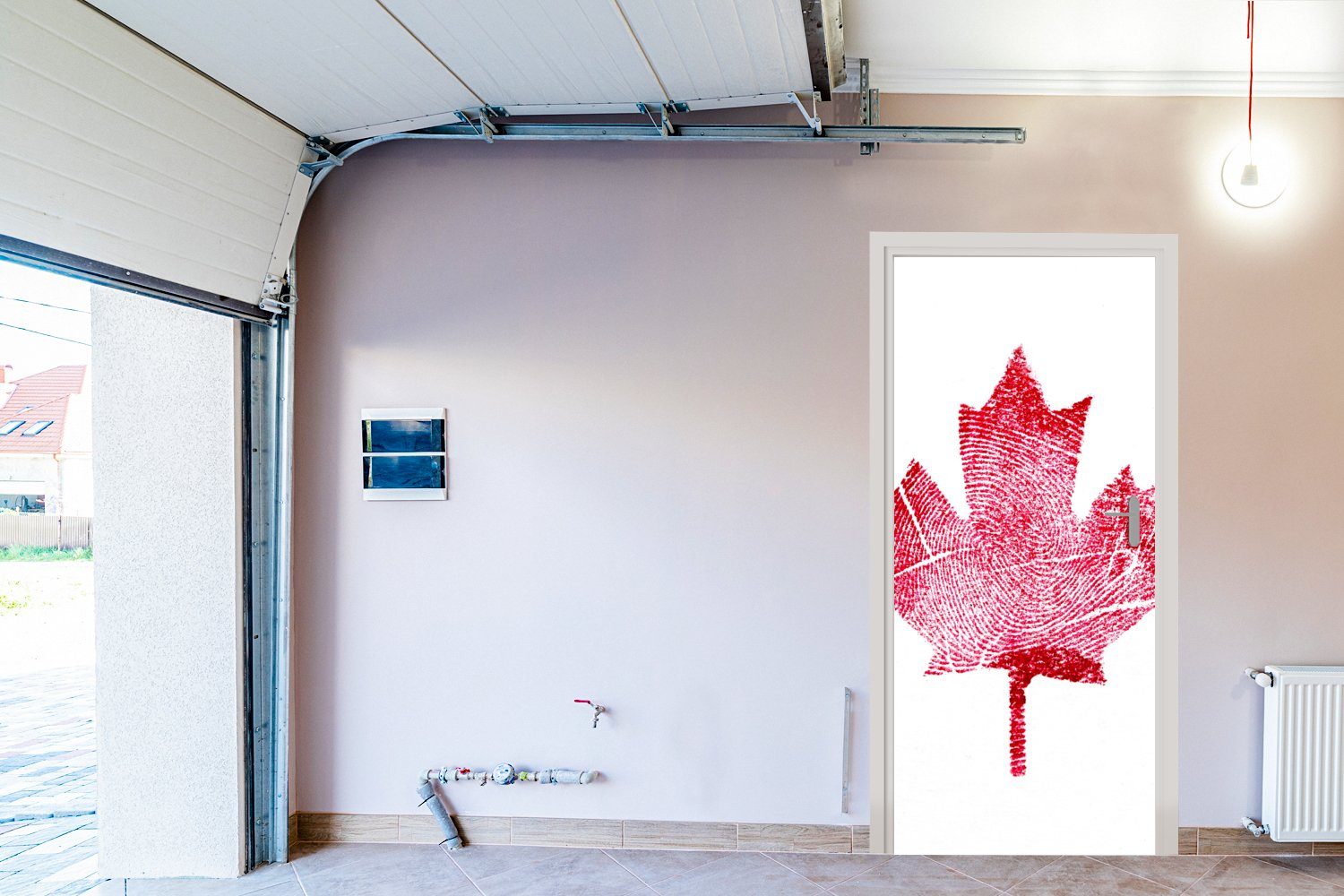Tür, aus Fototapete 75x205 für MuchoWow Türtapete Nationalflagge Matt, (1 St), Türaufkleber, Daumenabdrücken, Kanadas cm bedruckt,