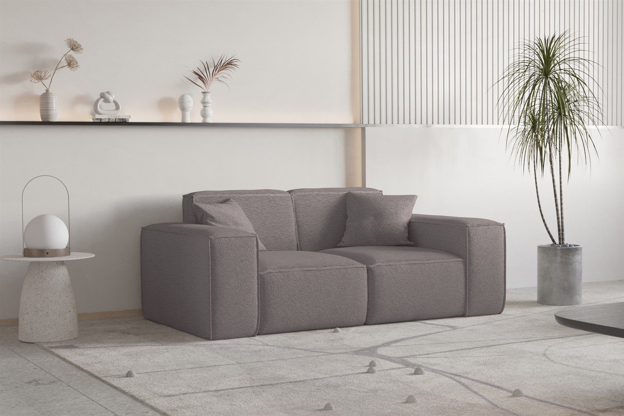 Fun Möbel Sofa Sofa Designersofa CELES PREMIUM 2-Sitzer in Stoff, inkl. 2 Zierkissen