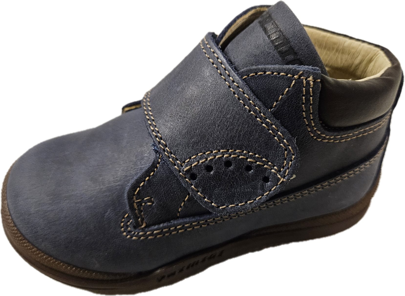 Primigi 80480 Sneaker Halbschuhe Lederschuh blau Klettschuh aus echtem Leder, Klettverschluß