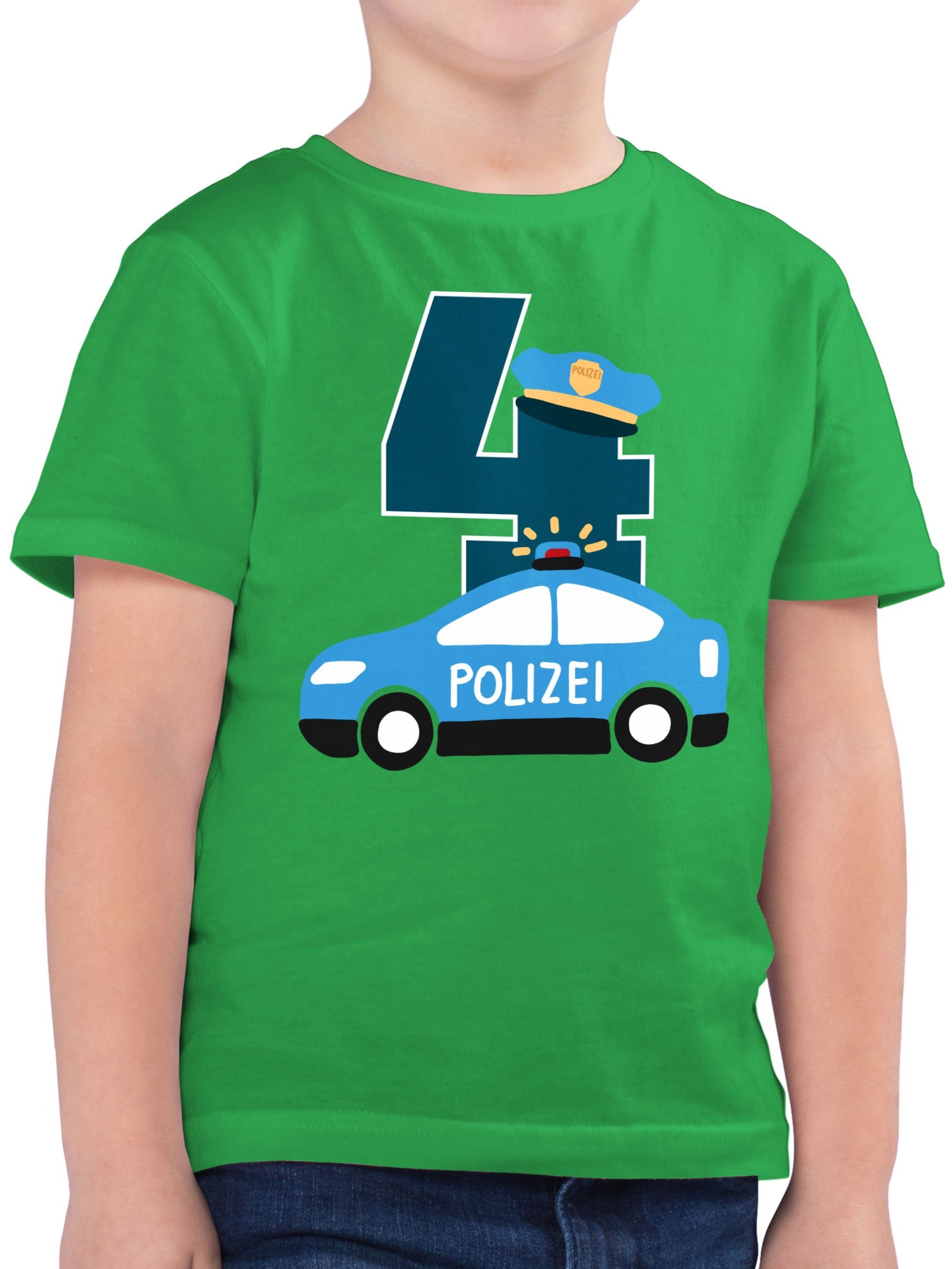 Shirtracer T-Shirt Polizei Vierter 4. Geburtstag 3 Grün | 