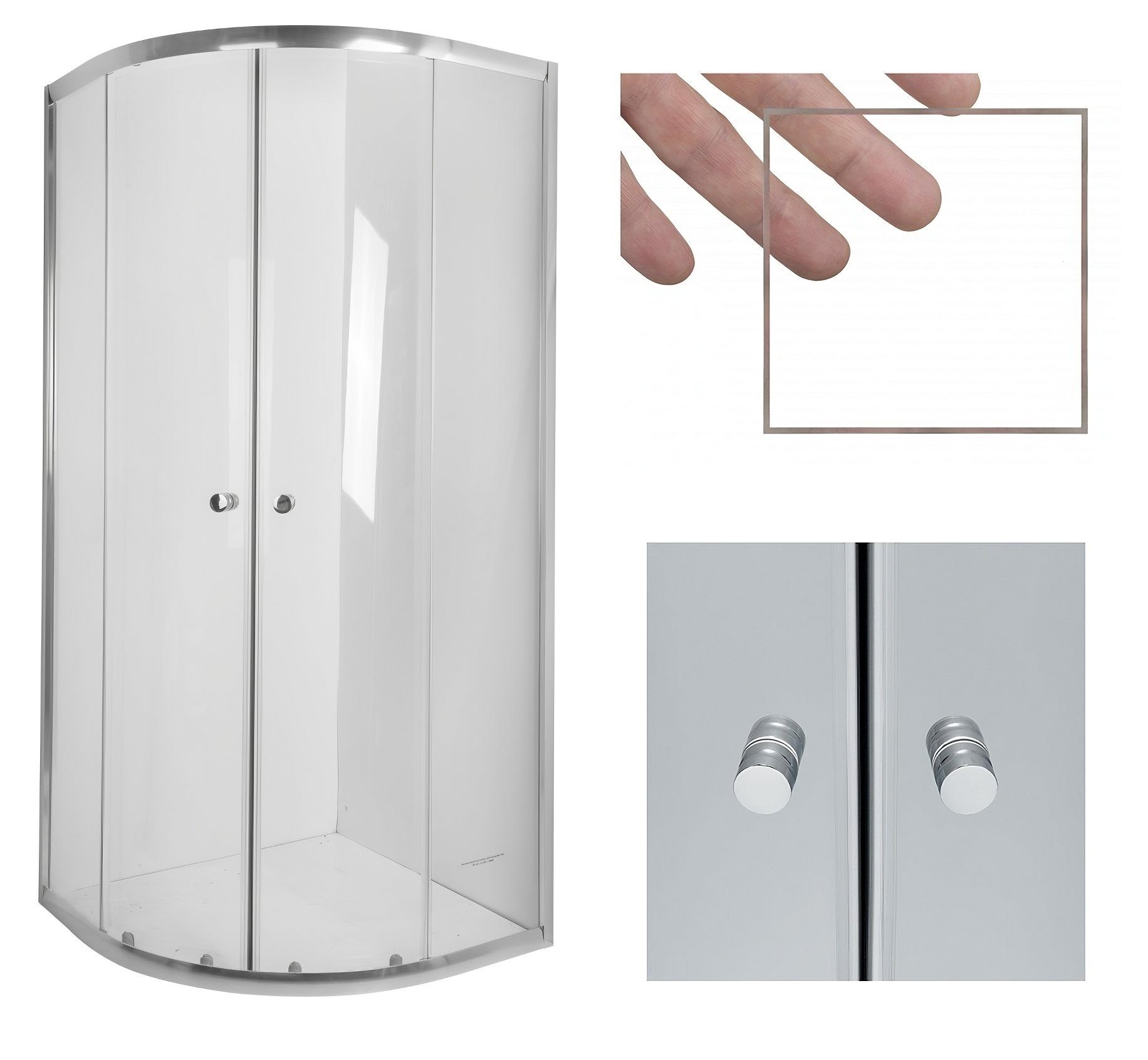 KOLMAN Eckdusche Vitoria Halbrund Duschkabine, BxT: 80x80 cm, Sicherheitsglas, 180, Transparentes Glas