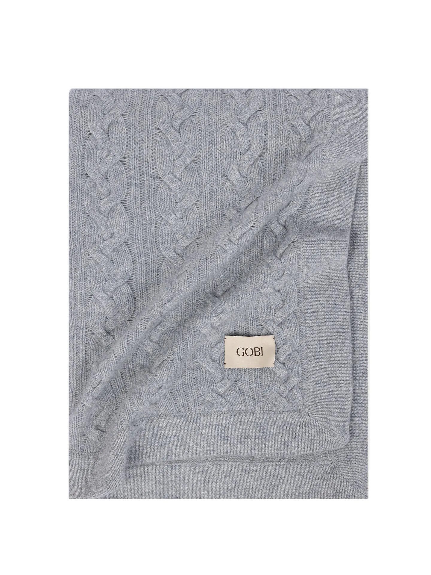 Wolldecke Decke mit Zopfmuster, GOBI Cashmere