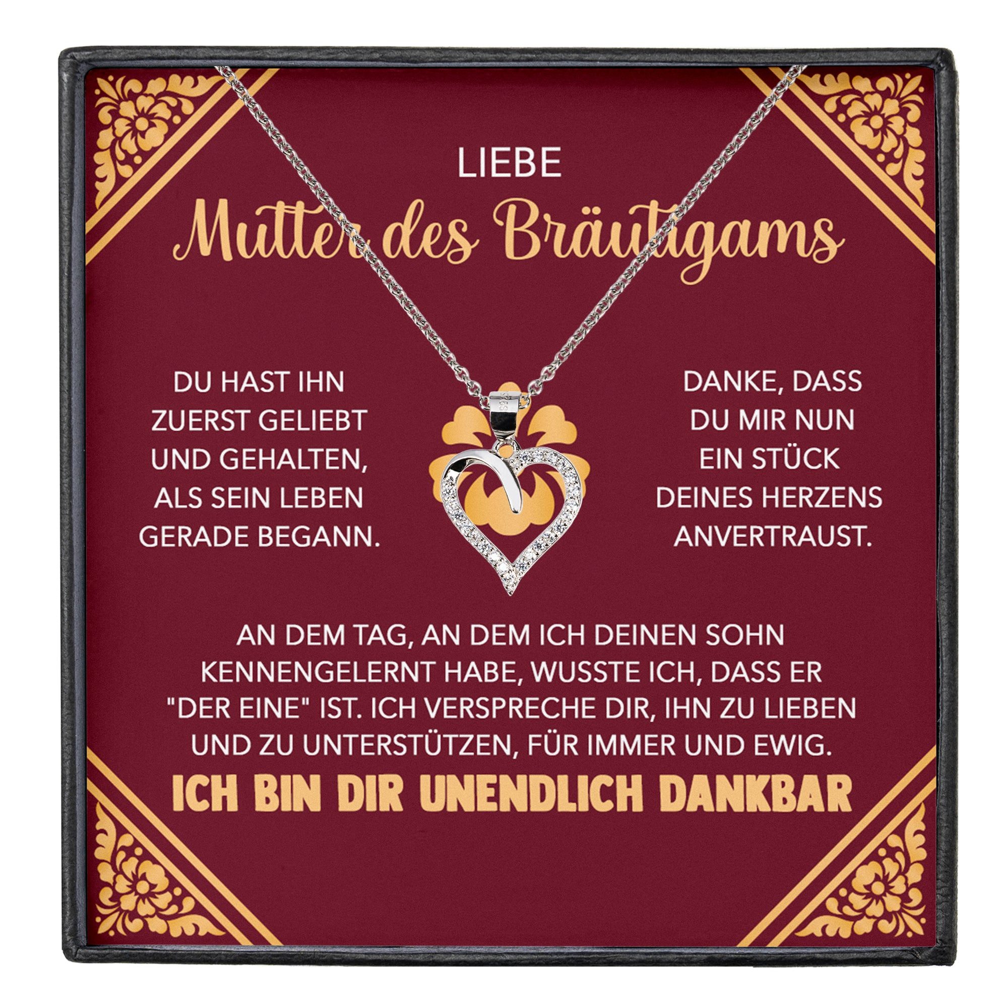 22Feels Schmuckset Mutter des Bräutigams Geschenk von Braut Hochzeitstag Frauen Halskette (inkl. Geschenktasche, Karte, Poliertuch, Beutel), Silber 925/000, Karte Made In Germany