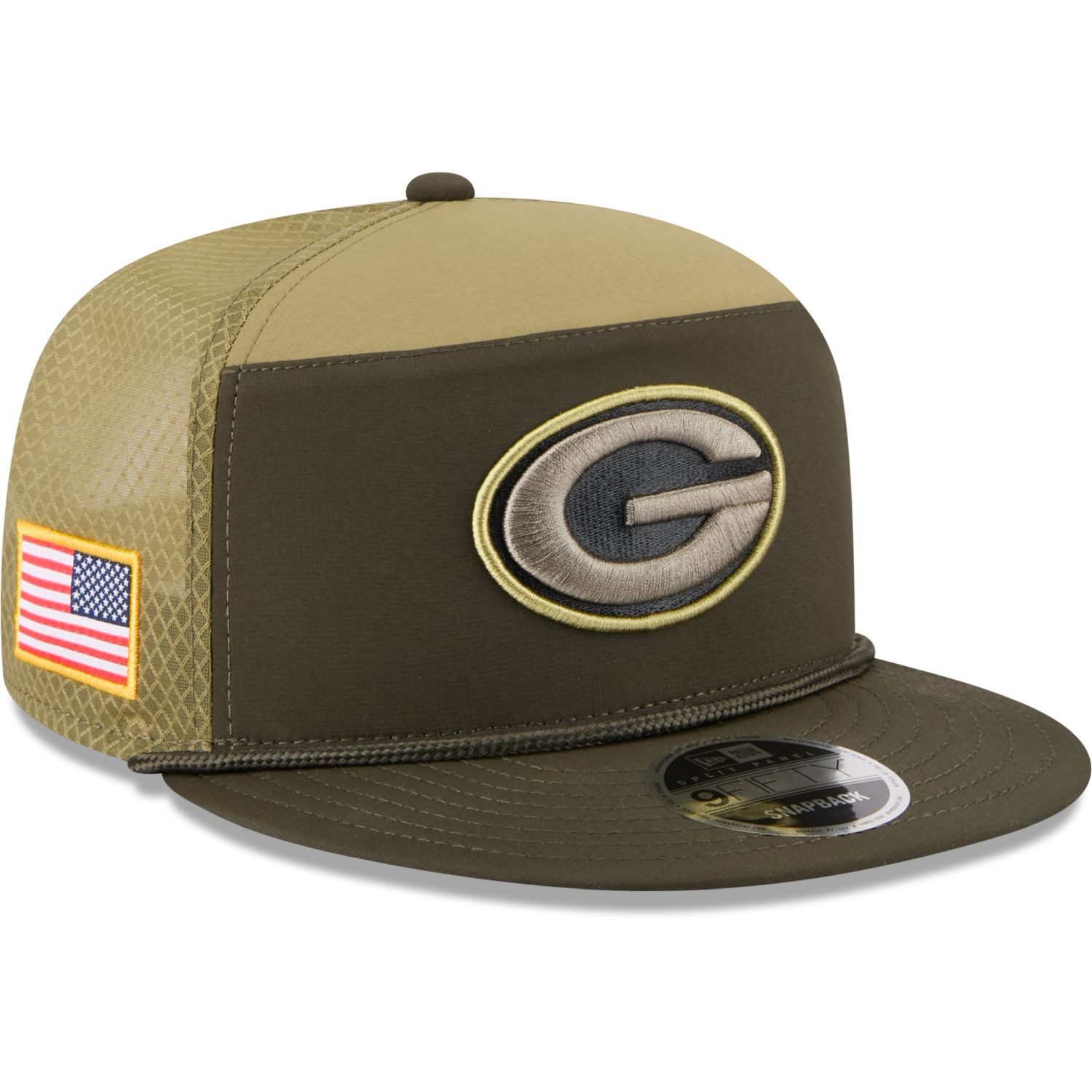 New Era Snapback Cap 9Fifty Split Panel SALUTE Green Bay Packers
