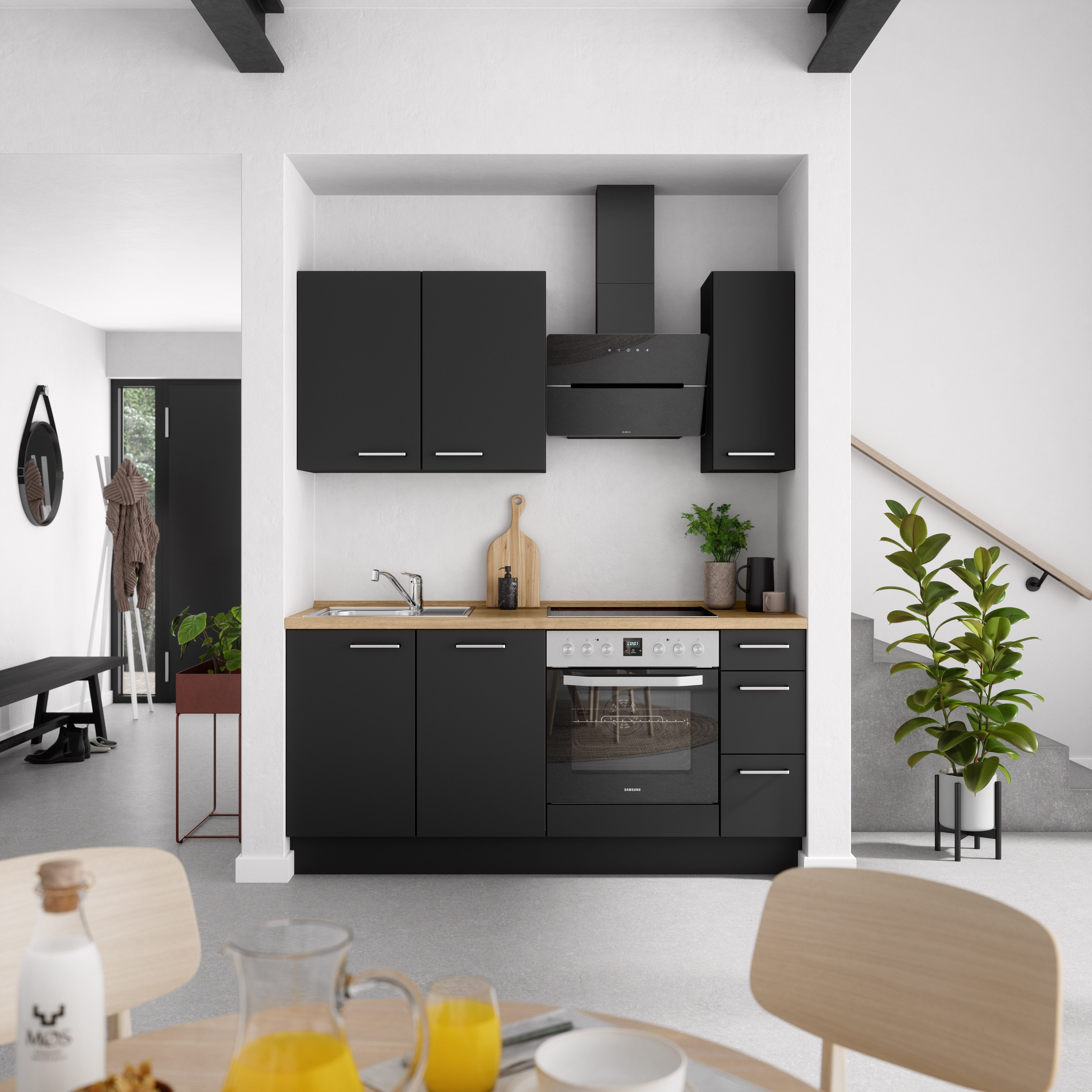 nobilia® Küchenzeile "Touch II", NEU: individuell anpassbar mit gratis Profi-Beratung, vormontiert, Breite 180 cm, Ausrichtung wählbar, wahlw. mit E-Geräten