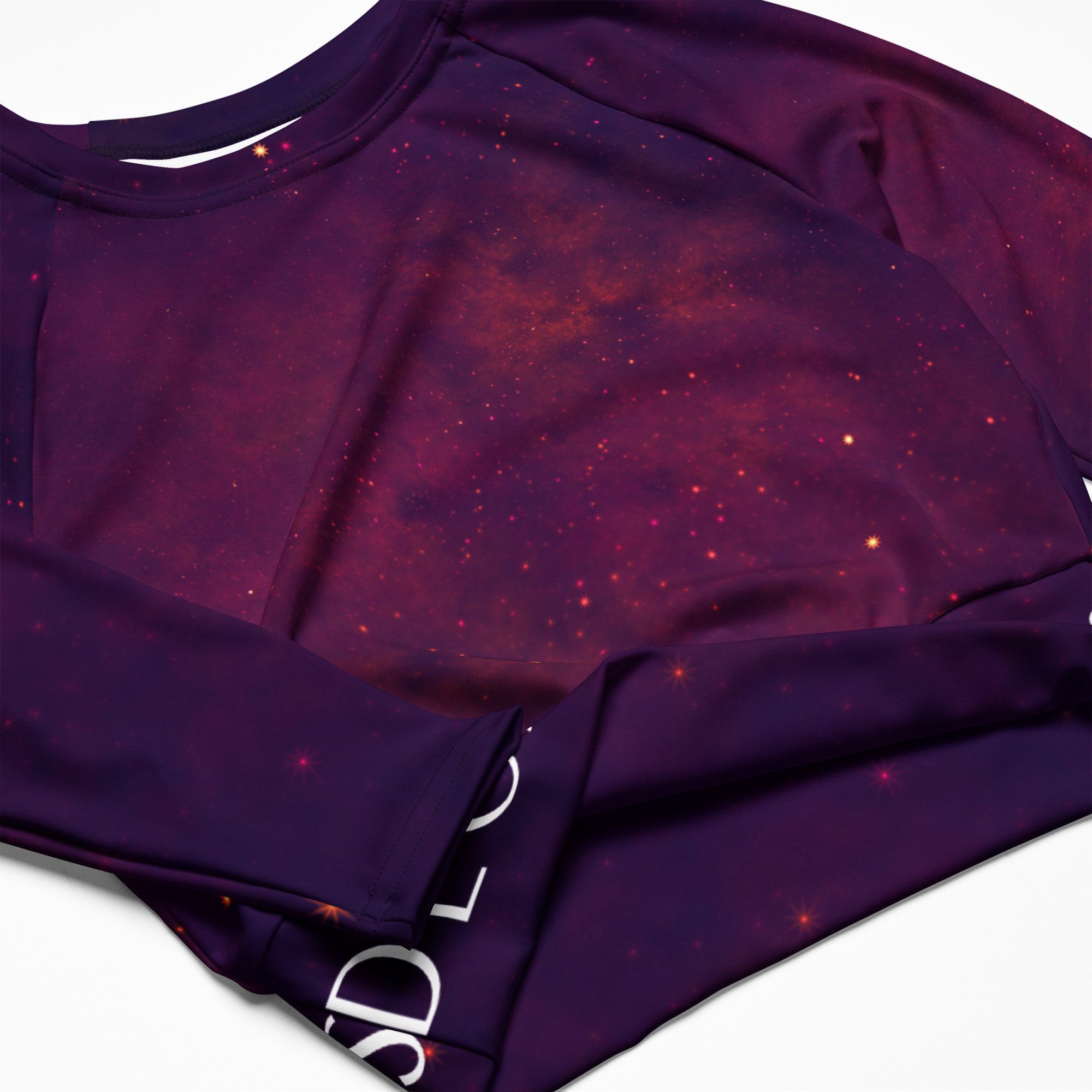 DECALVIBES Crop-Top Crop Top mit langen Ärmeln Ultimate Purple Inferno UPF 50+, lange Raglanärmel, Crop-Schnitt, recyceltes Material