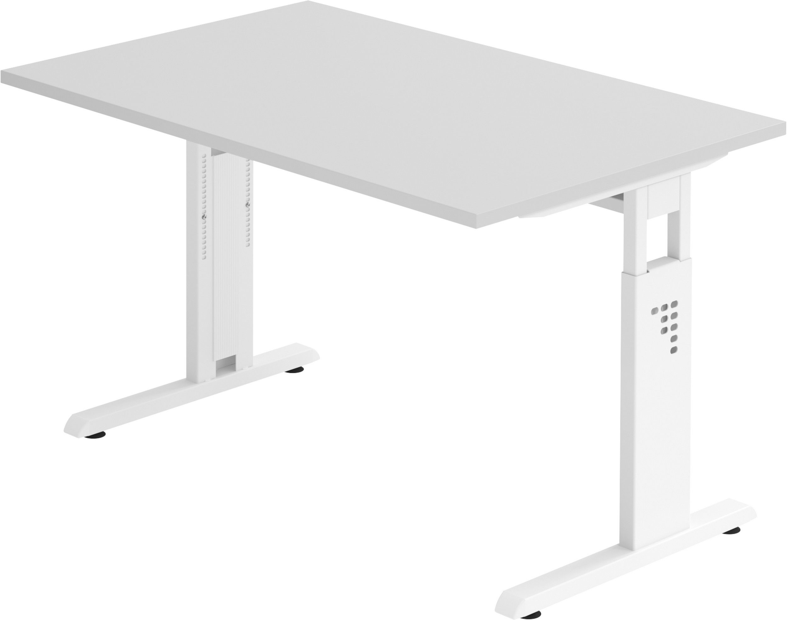 bümö Schreibtisch Schreibtisch Serie-O, Rechteck: 120 x 80 cm - Dekor: Grau - Gestell: Weiß