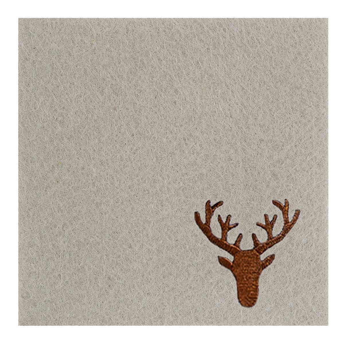 GILDE Dekoobjekt Filz Untersetzer Hirsch 24er Set Braun Grau Beige 10x10 cm