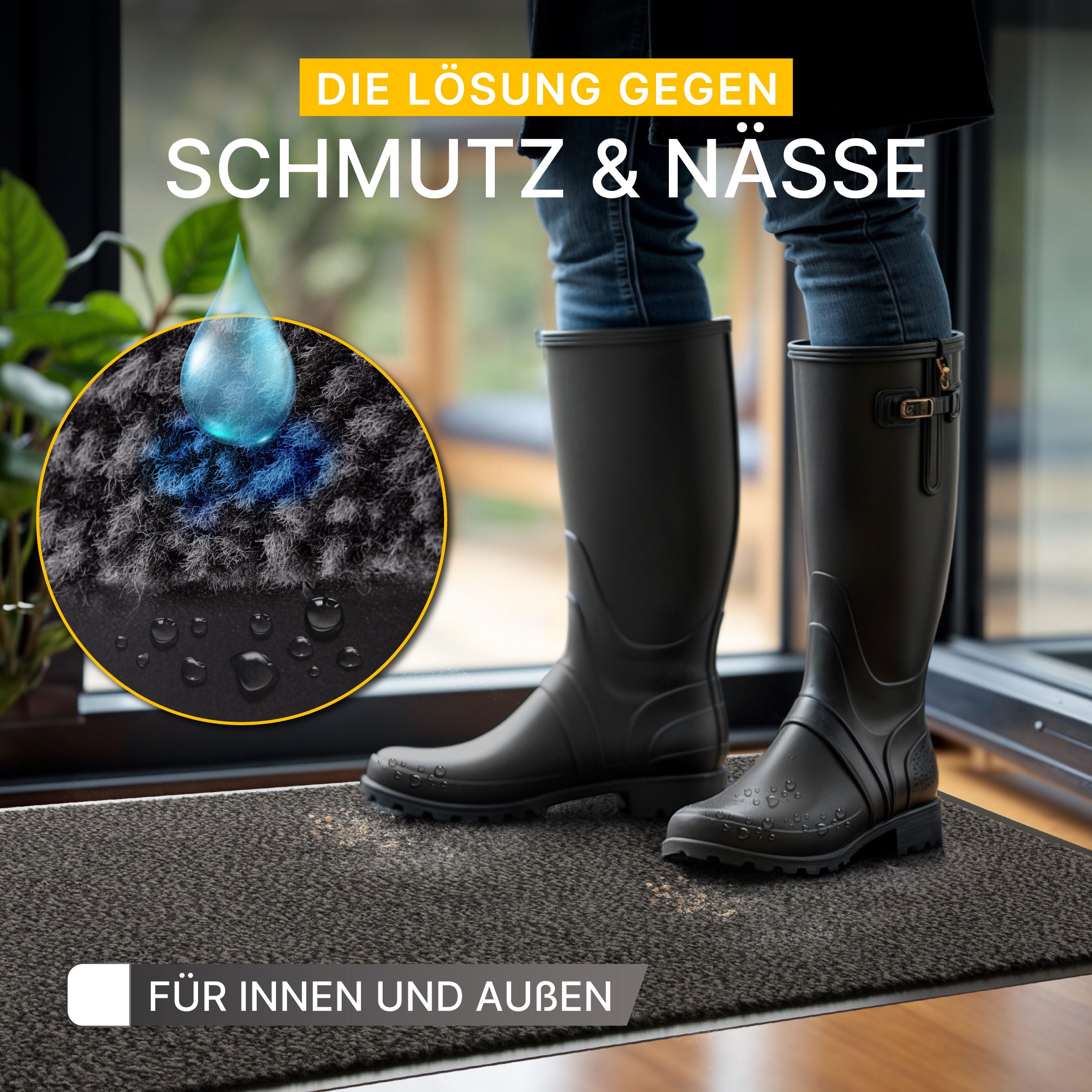 Entrando Fußmatte FIEL, Rechteckig, Höhe: 7 mm, Schmutzfangmatte Innen & Außen waschbar rutschfest dünn saugstark – Bild 3 von 5