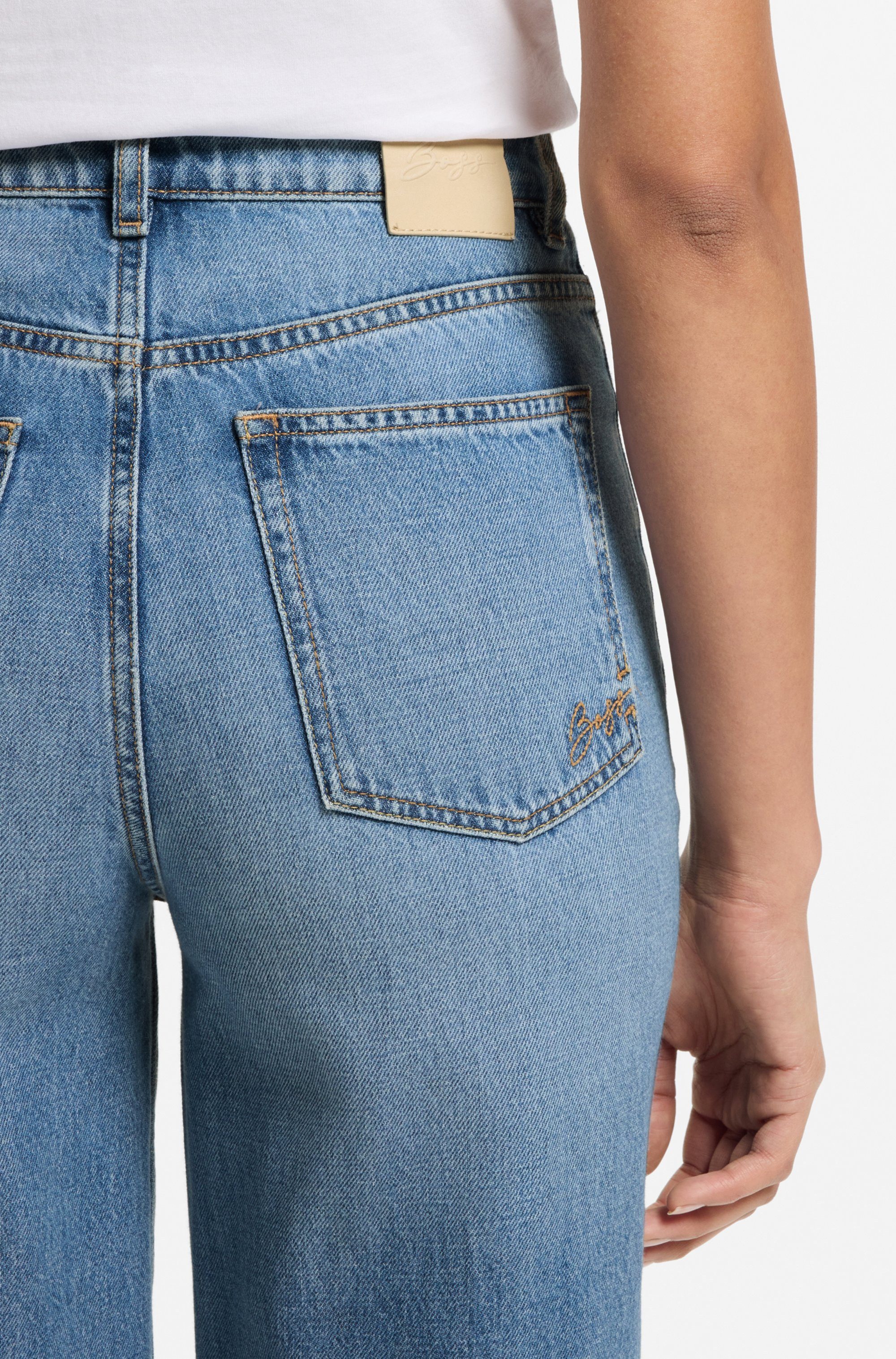 BOSS ORANGE Weite Jeans MARLENE HR 12.0 Premium Damenmode mit hohem Bund, Wide Leg