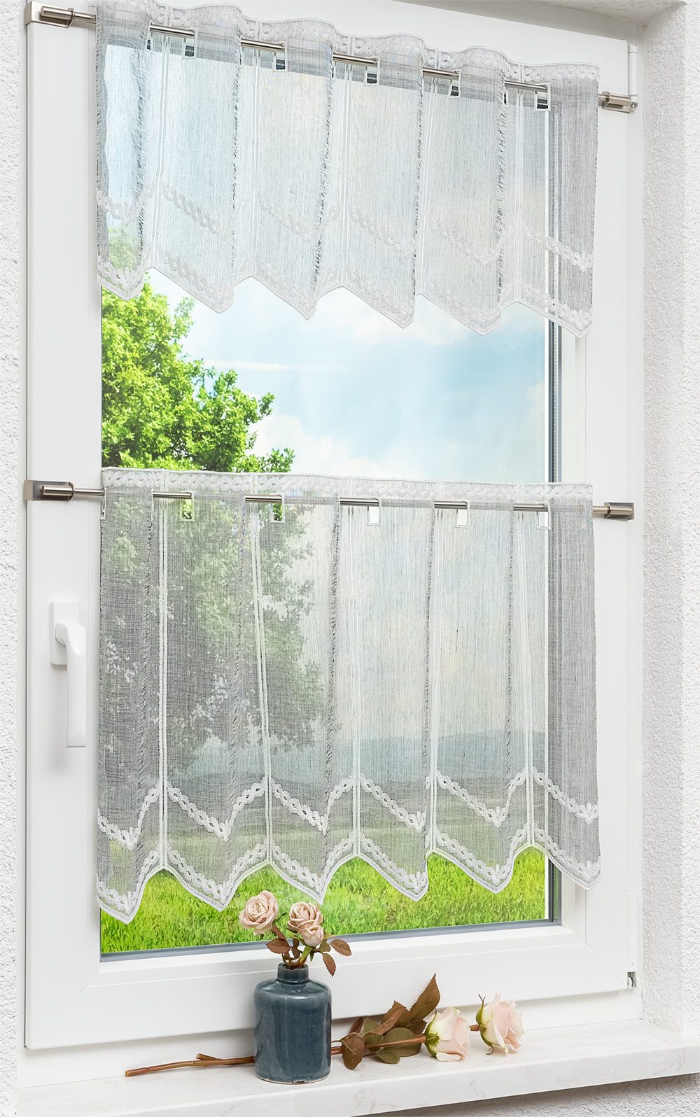 LYSEL® Scheibengardine Leinenlook (1 St), transparent, HxB 30x46.5cm günstig online kaufen