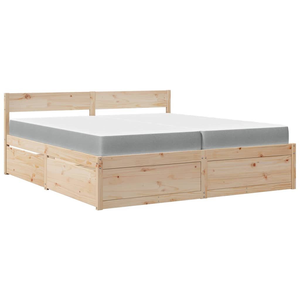 vidaXL Bett Bett mit Schubladen und Matratze 200x200 cm Massivholz Kiefer