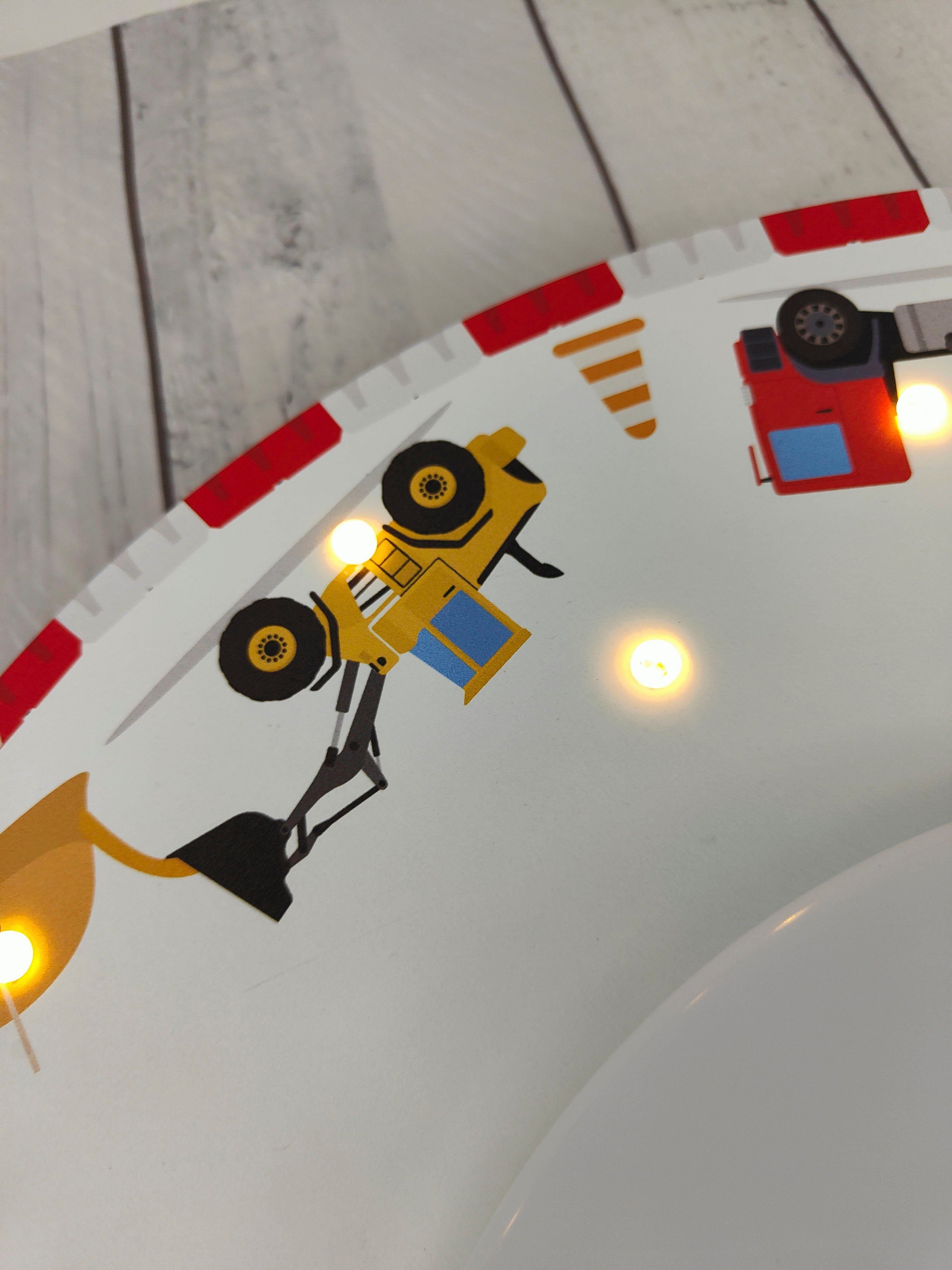niermann Deckenleuchte Baustelle, Kinderlampe, Kinderzimmer, Nachtlichtfunktion, hochwertiger Druck auf kompletter Oberfläche