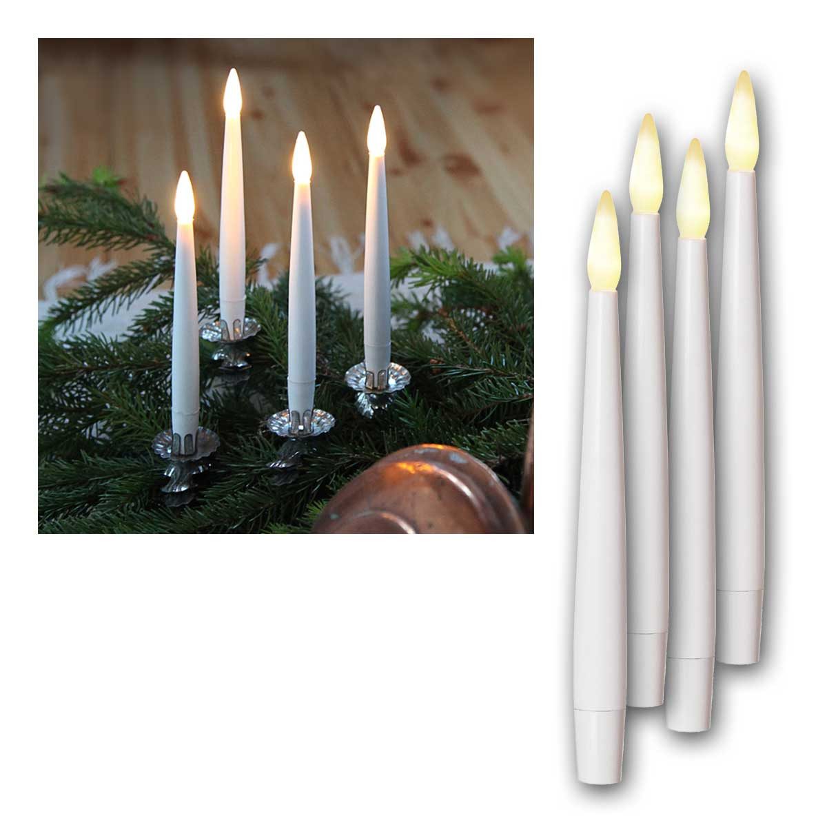 STAR TRADING LED-Kerze LED-Leuchtkerzen "Paulina", lang, 4-tlg, flackernd