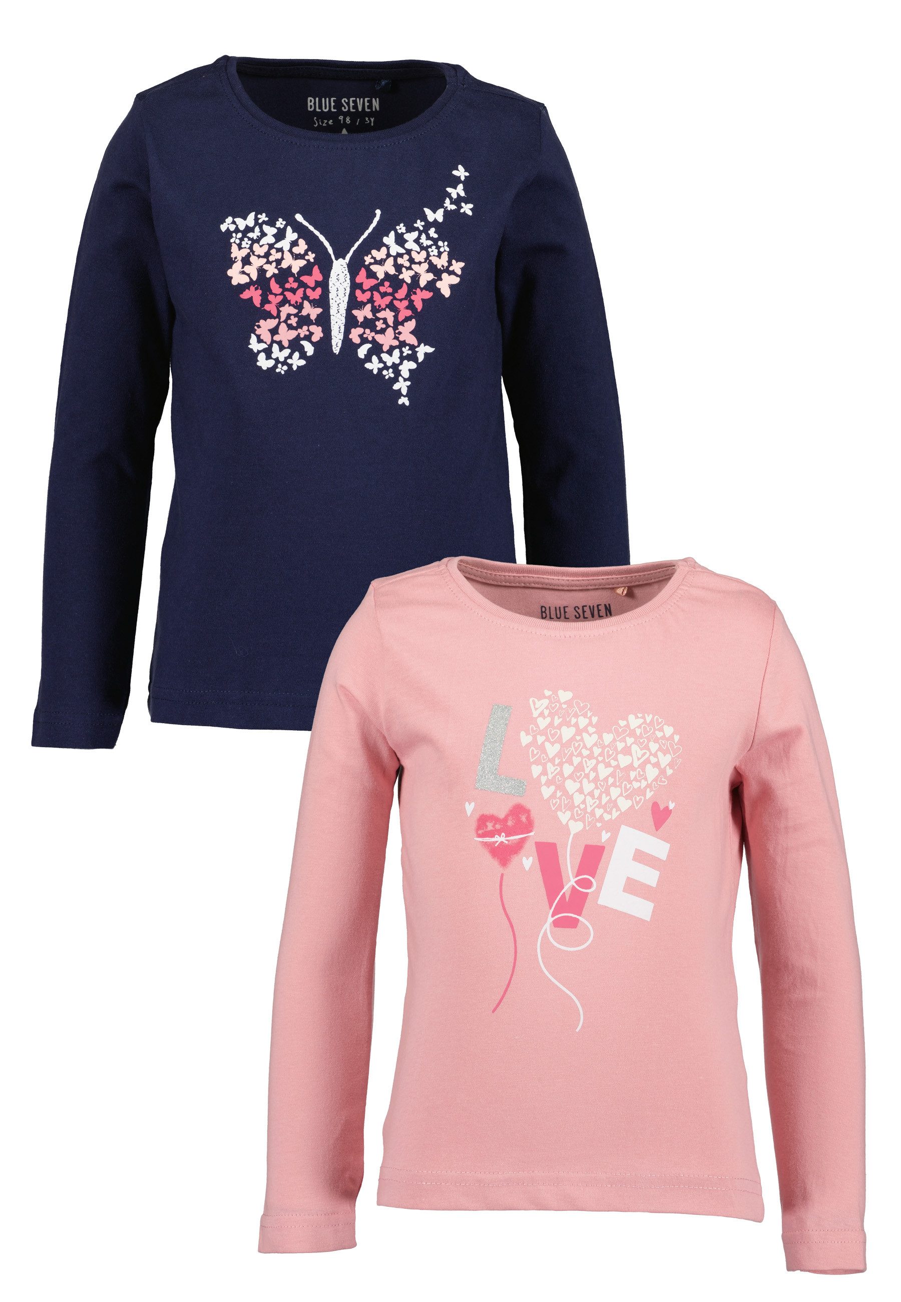 Blue Seven Langarmshirt (Packung, 2-tlg) mit tollen Frontmotiven