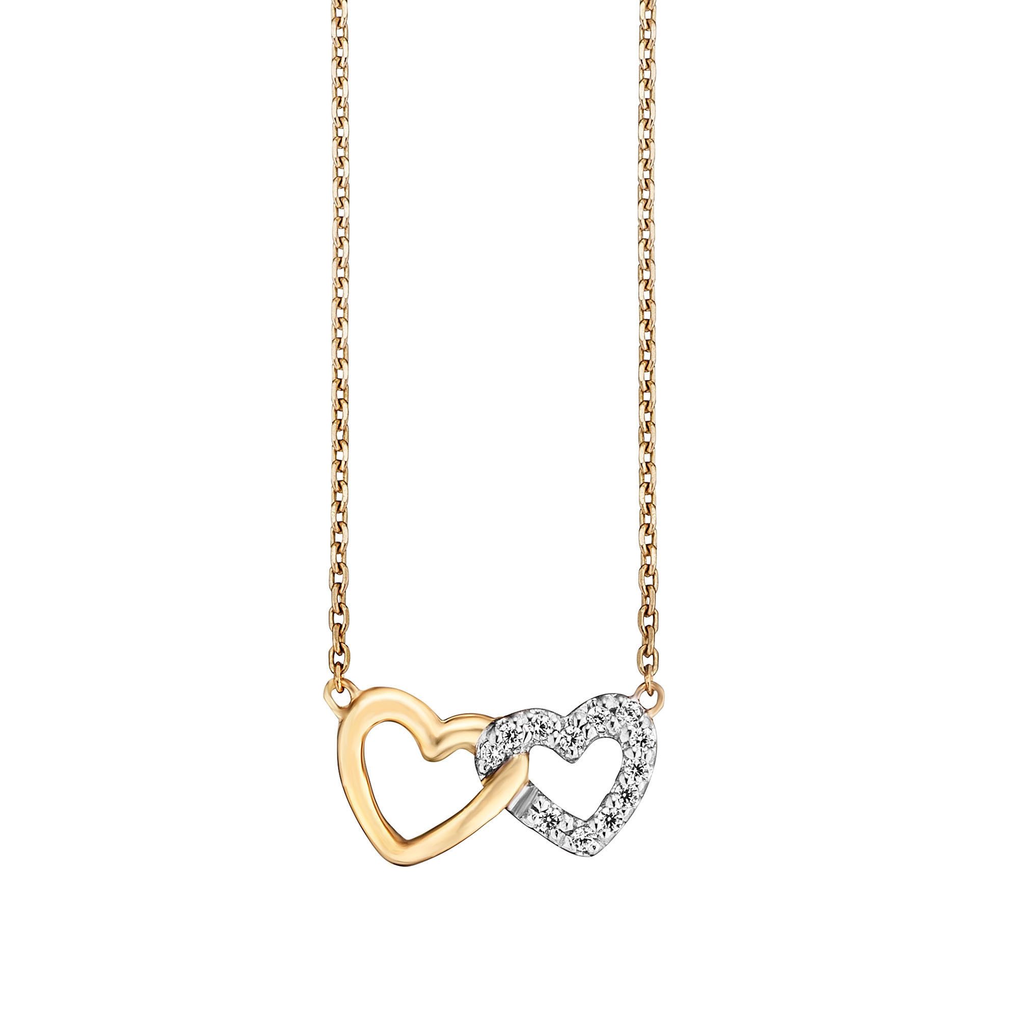 Julie Julsen Collierkettchen 925/- Sterling Silber vergoldet 2 Herzen
