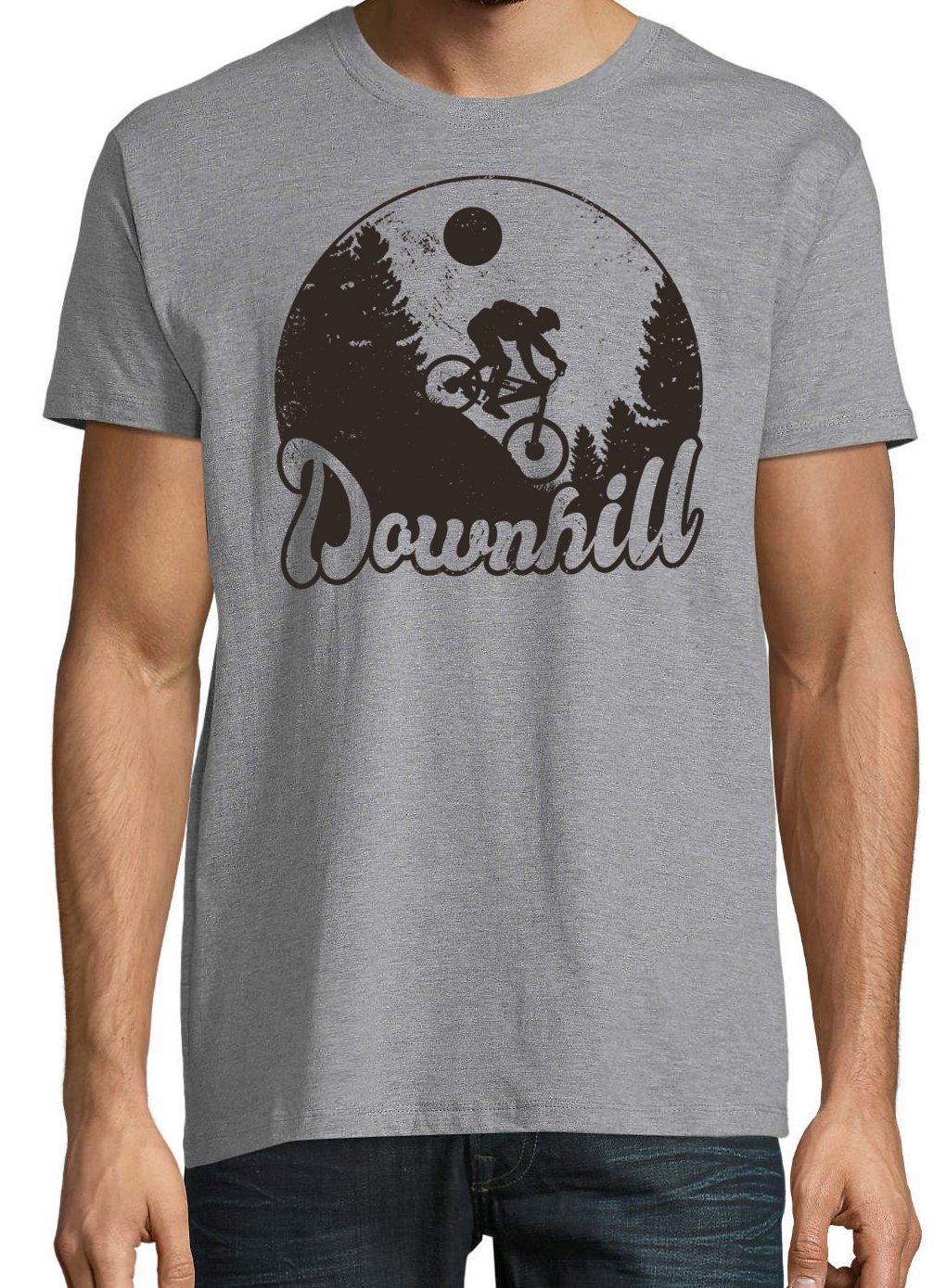 Downhill trendigem Shirt Bike Grau mit Frontprint Youth Herren T-Shirt Designz