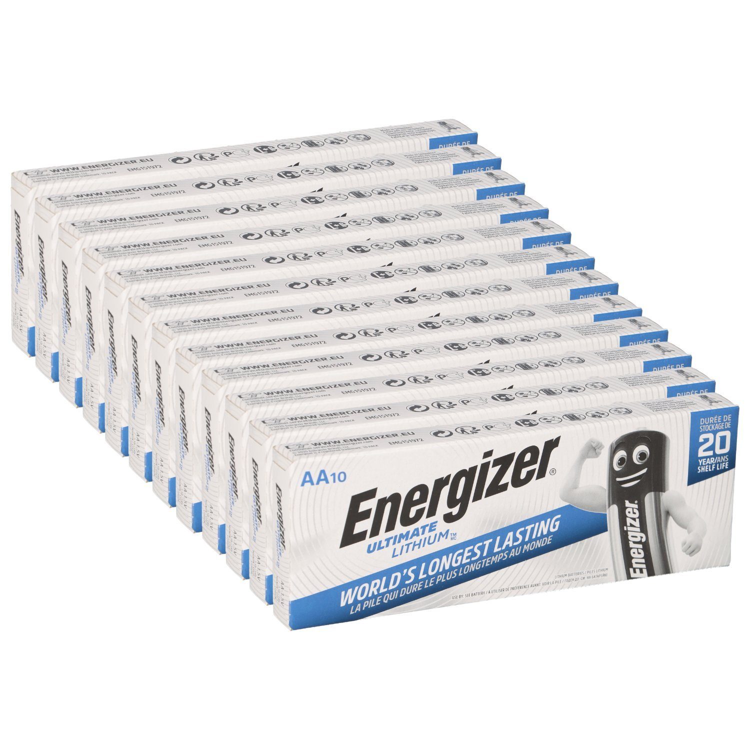 Energizer 120x Energizer Ultimate Batterie Lithium LR06 1.5V AA Mignon L91 Batterie