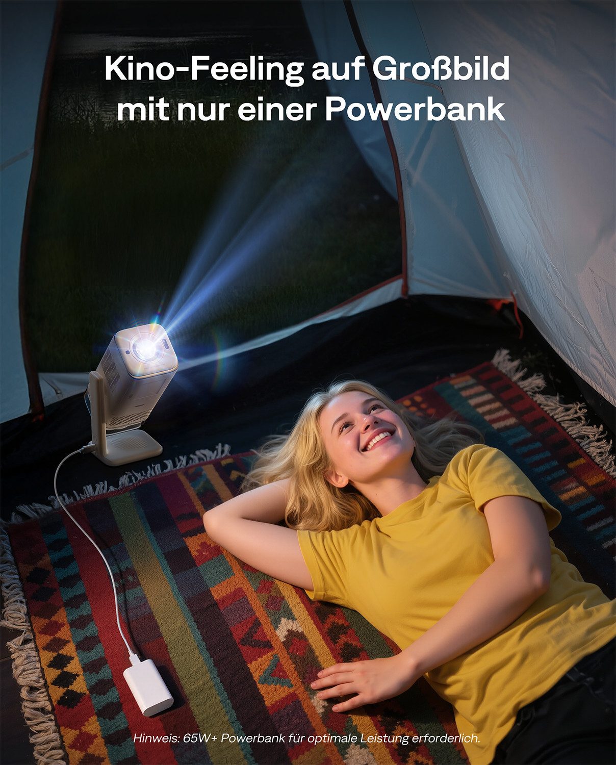 Aurzen Boom Air Mini Projektor mit Google TV & NetfIix, 4K Unterstützt Beamer (300 lm, 4K Unterstützt Pixel px, Native 1080P, Dolby Audio, TOF Autofokus, USB-C, WLAN & Bluetooth)