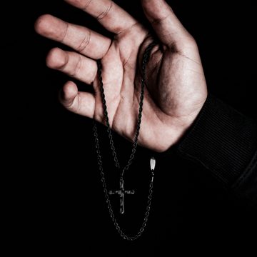 CRBNCNCPT Kette mit Anhänger Carbon Kreuz Anhänger mit Edelstahl Kette, Cross Herren Halskette