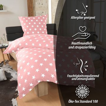 Bettwäsche 135x200 + 80x80 cm atmungsaktiver Bettbezug, Sterne, Dreamhome, Mikrofaser, 2 teilig, Für Allergiker geeignet, pflegeleicht, angenehm weicher Stoff