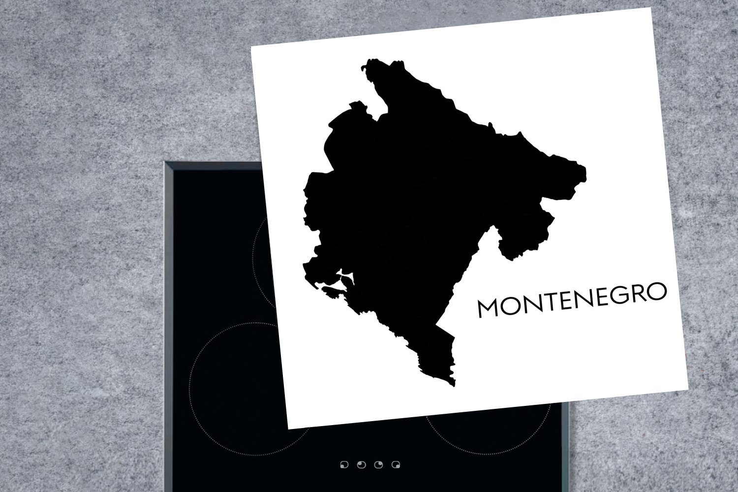 MuchoWow Arbeitsplatte Montenegro, für cm, Vinyl, Herdblende-/Abdeckplatte tlg), Ceranfeldabdeckung, von (1 küche Schwarz-Weiß-Abbildung 78x78
