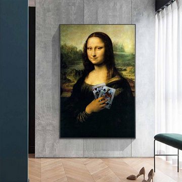 TPFLiving Kunstdruck (OHNE RAHMEN) Poster - Leinwand - Wandbild, Da Vinci - Mona Lisa - Verschiedene lustige Motive - (Motive in verschiedenen Größen), Farben: Braun, Beige, Schwarz - Größe: 20x30cm