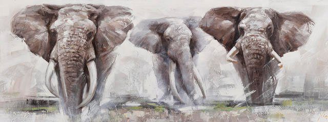 affaire Home Elephant, Tiere Elefanten, Ölbild