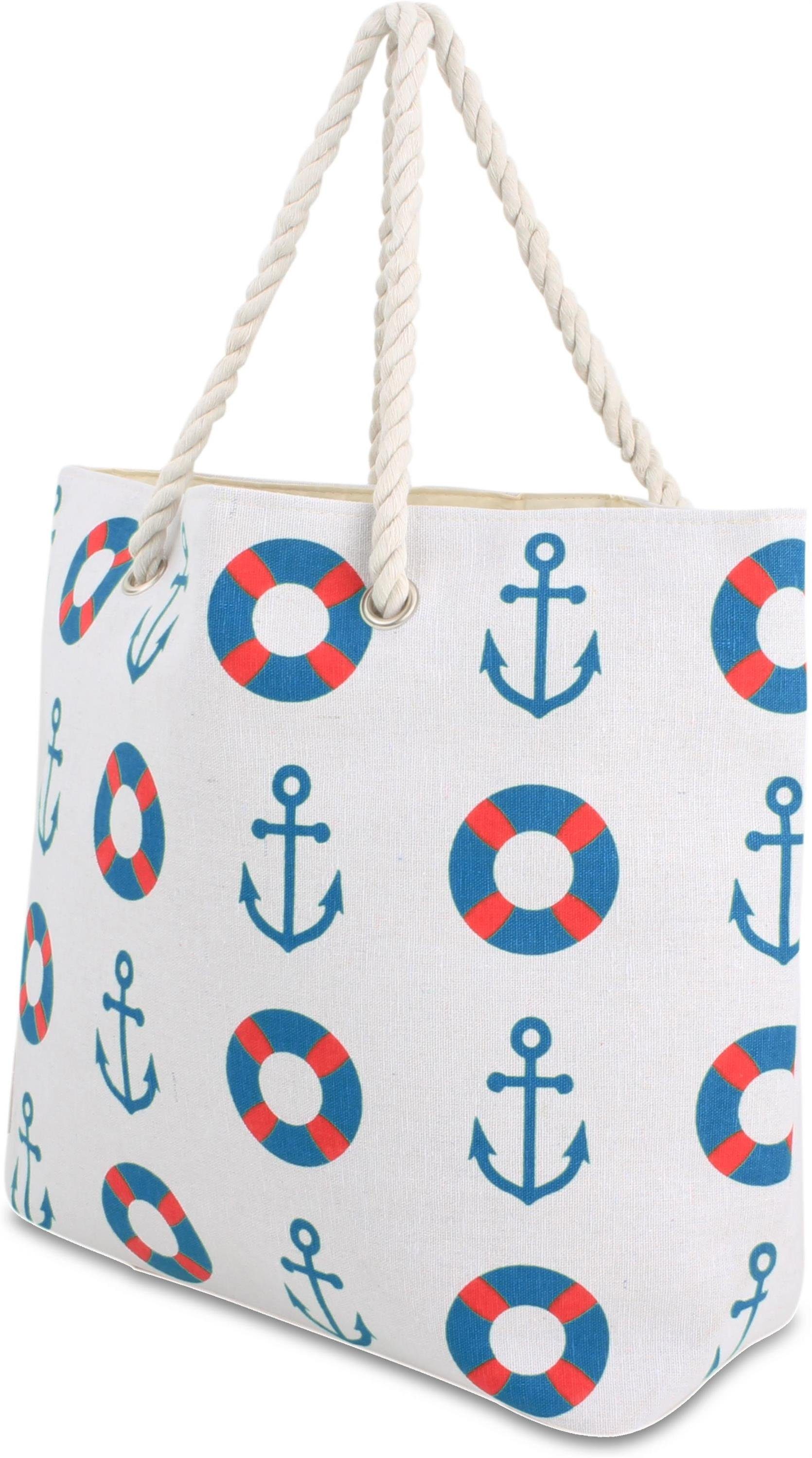 Bequeme als Henkeltasche Seaside Sommer-Umhängetasche, tragbar Schultertasche Strandtasche, Strandtasche Blue normani