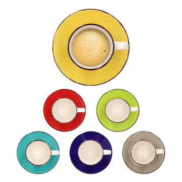 MamboCat Kaffeeservice 18tlg. Kaffeeservice Malaga Snaily für 6 Personen im farbenfrohen Stil