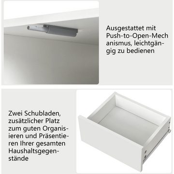 Sweiko Couchtisch, Hochglanz-Beistelltisch mit 2 Schubladen und LED-Beleuchtung