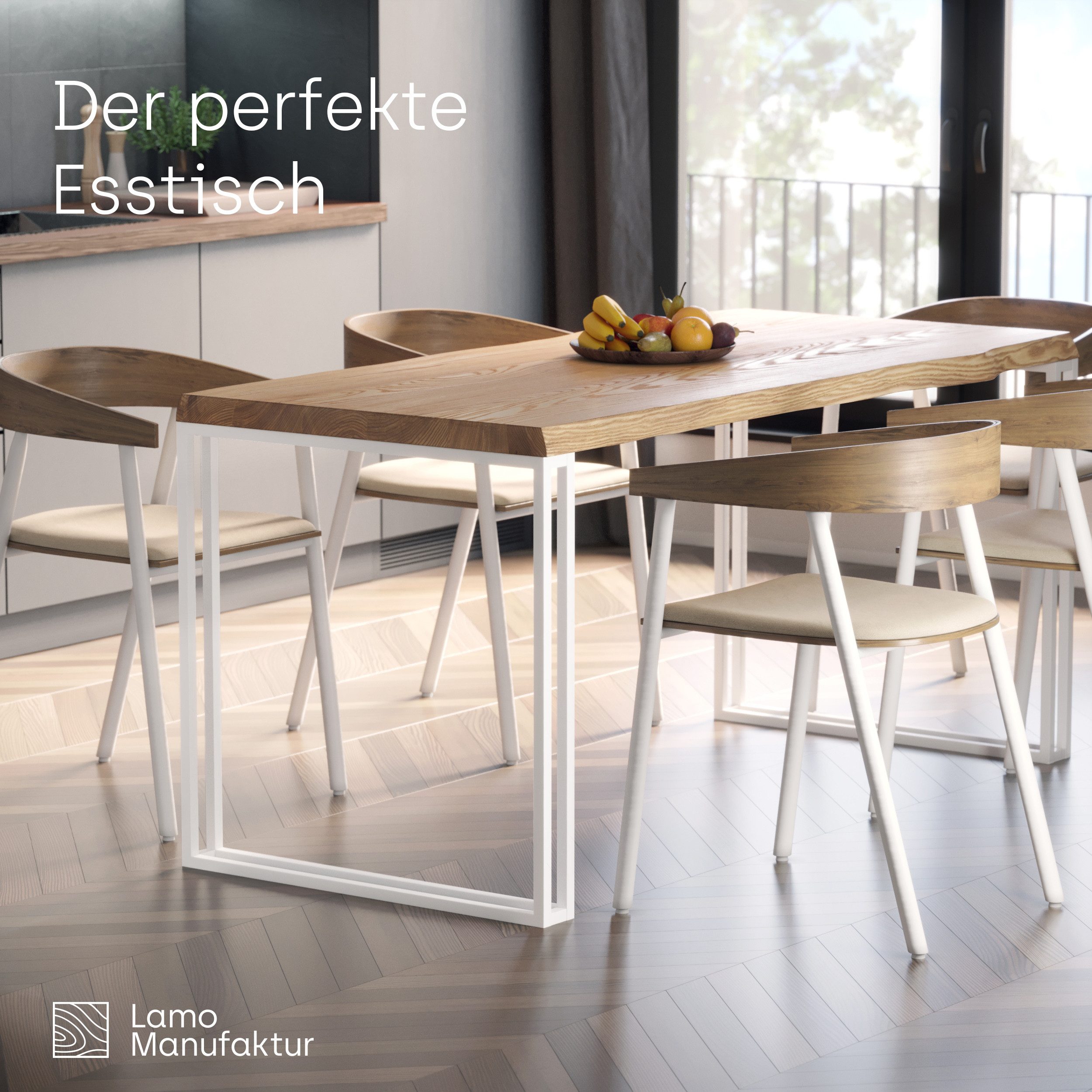 LAMO Manufaktur Baumkantentisch Frame Esstisch Massivholz günstig online kaufen