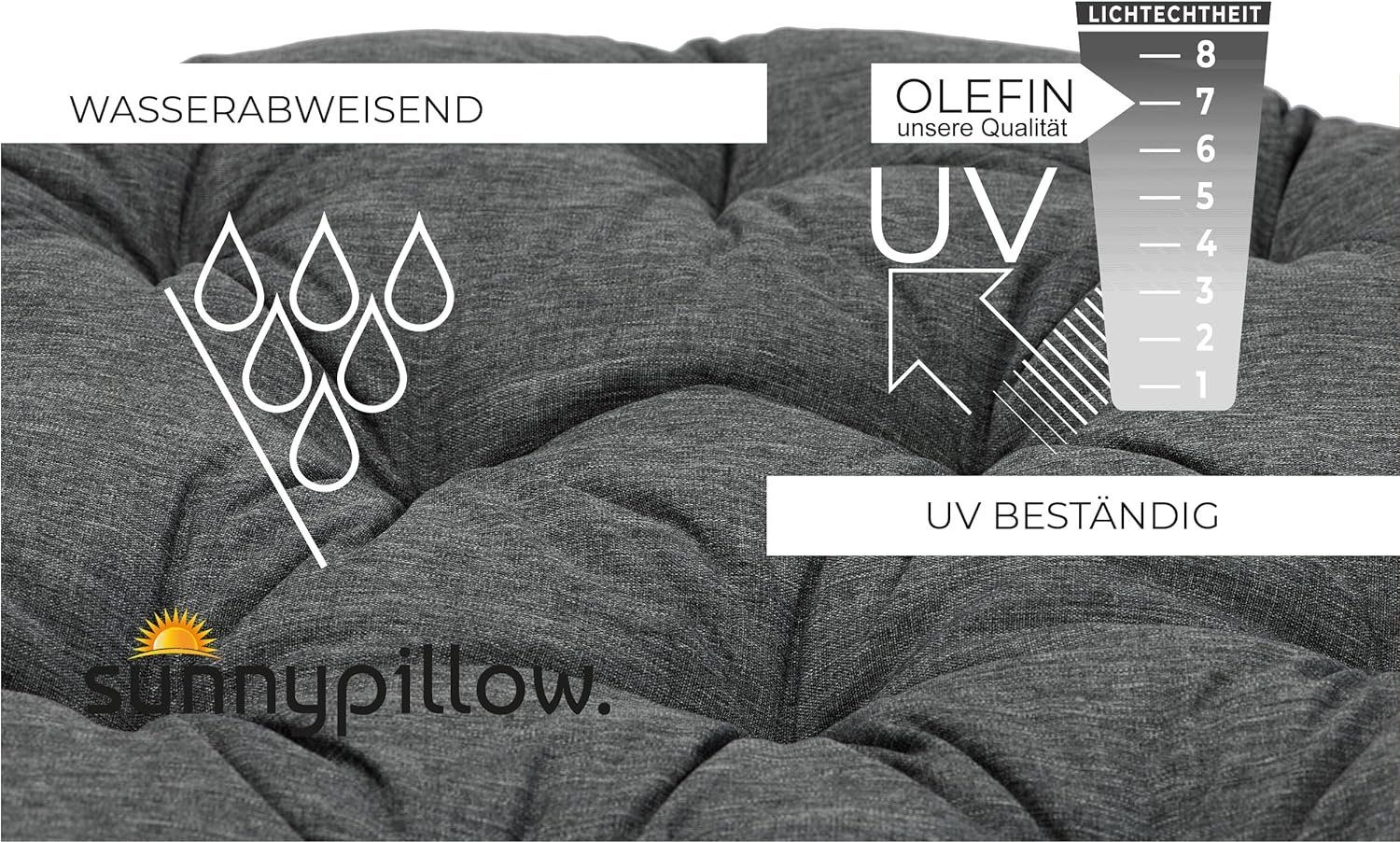 sunnypillow Rattanstuhl Papasansessel, Rattansessel mit Kissen rund Durchmesser 120 cm, Anthrazit