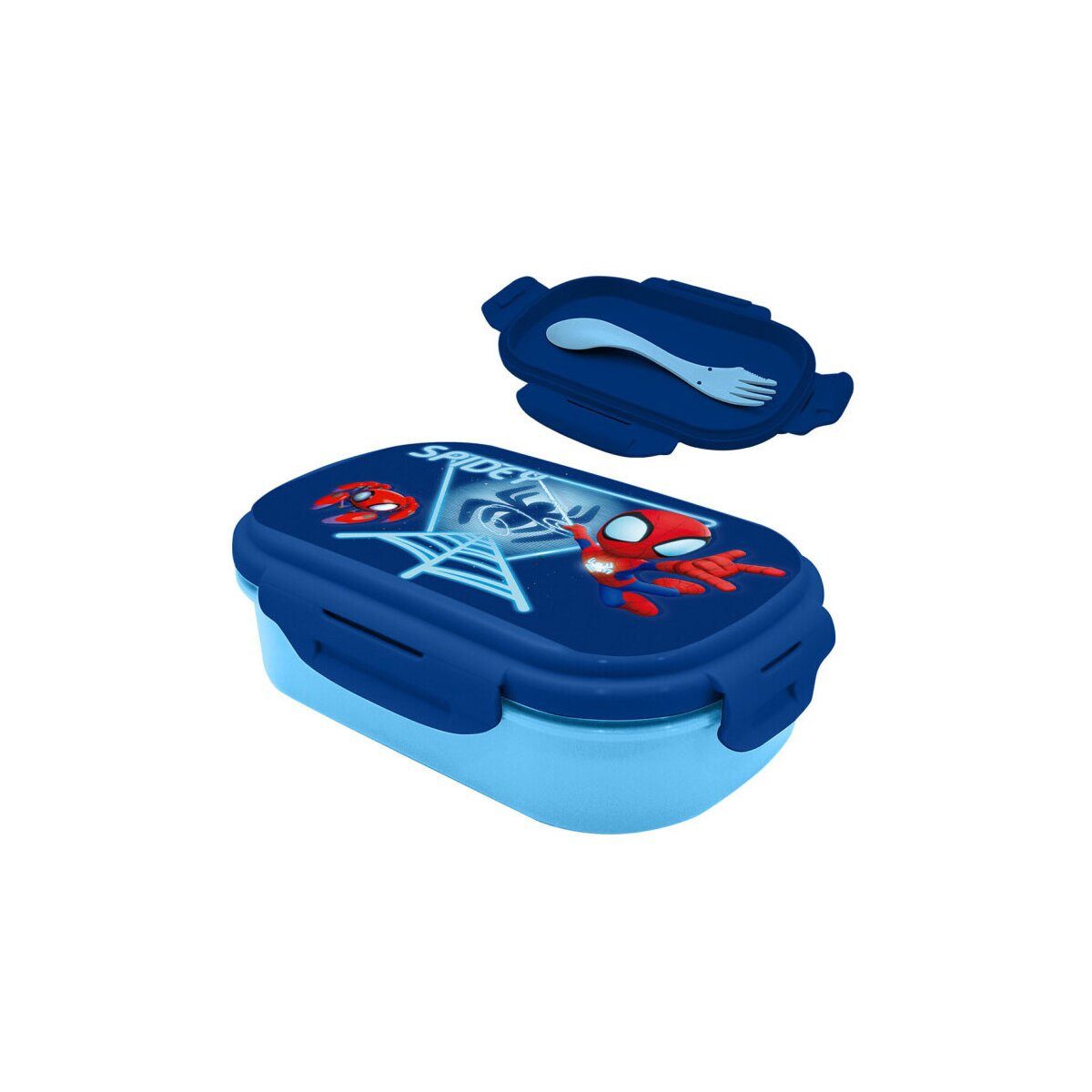 Lunchbox Spiderman Brotdose & Besteckset Blau Web Design Kinder
